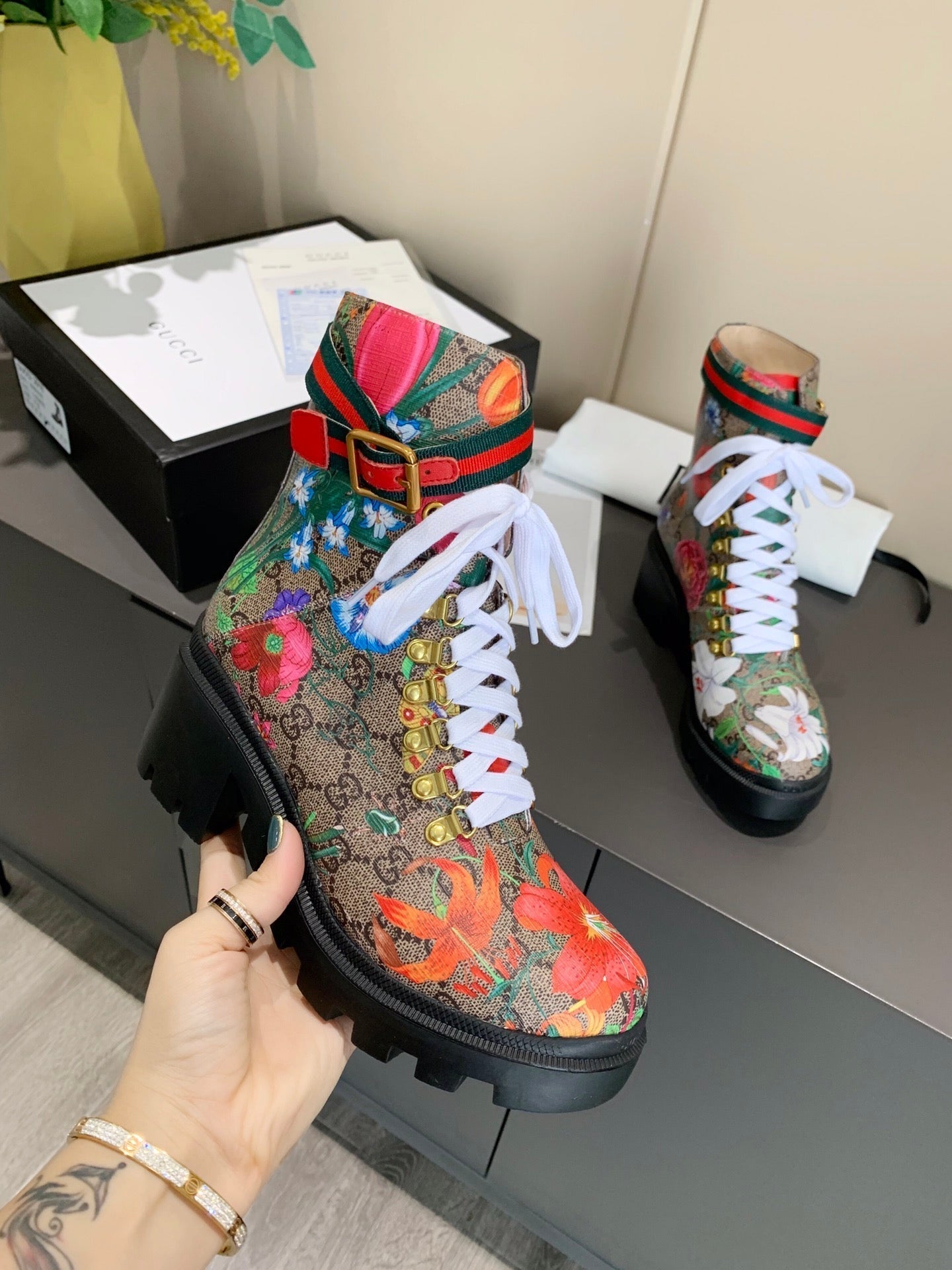 GG ankle boots Multicolor Floral Sheepskin