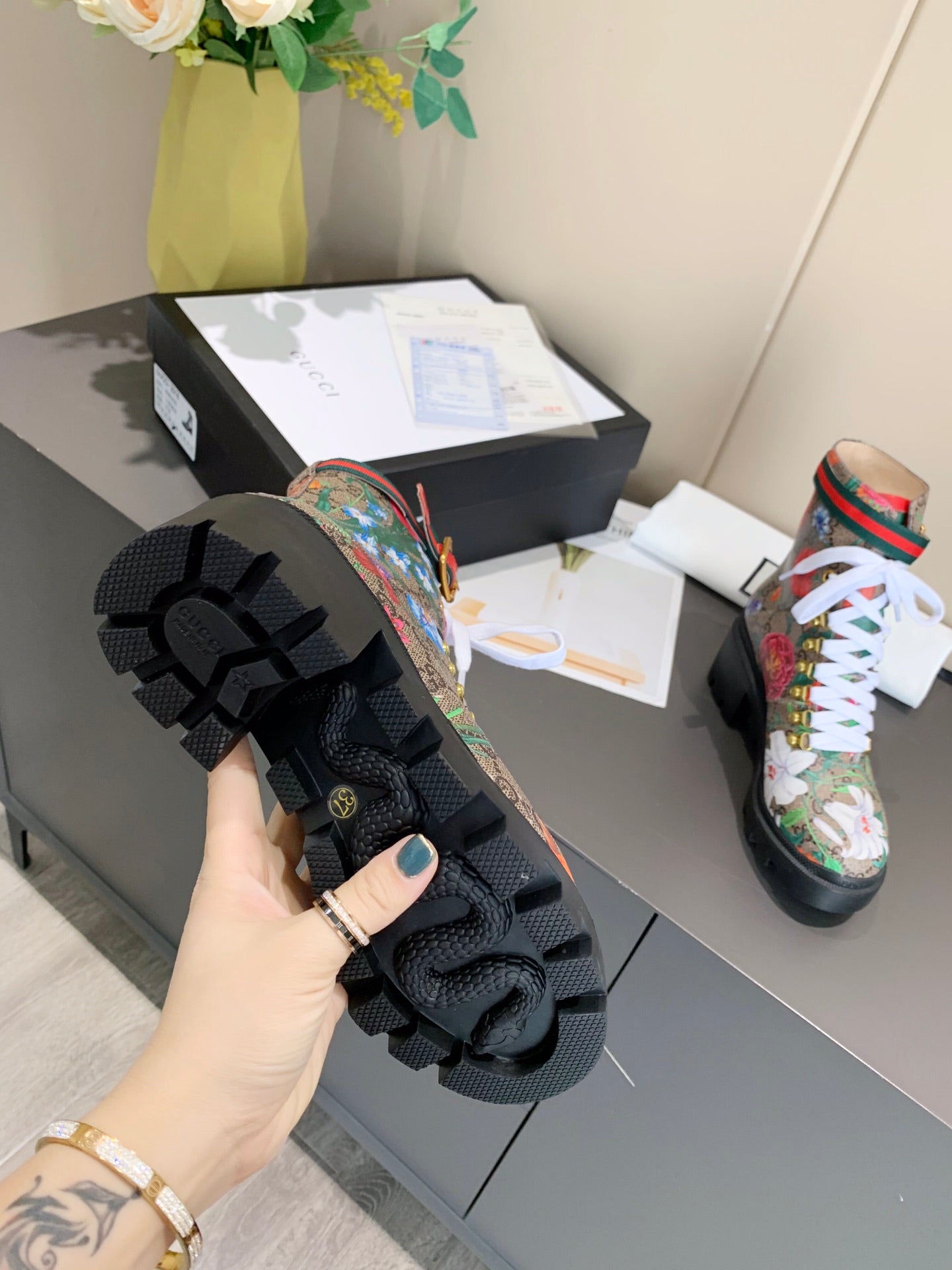 GG ankle boots Multicolor Floral Sheepskin