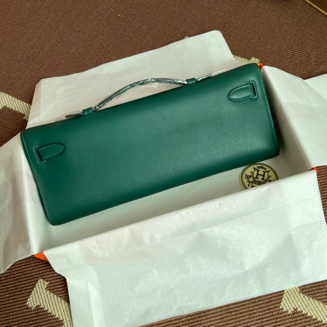 HM Kelly Cut 31cm Dark Green Swift Leather Ghw
