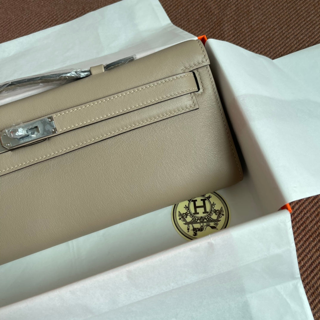 HM Kelly Cut 31cm Light Grey Swift Leather Shw