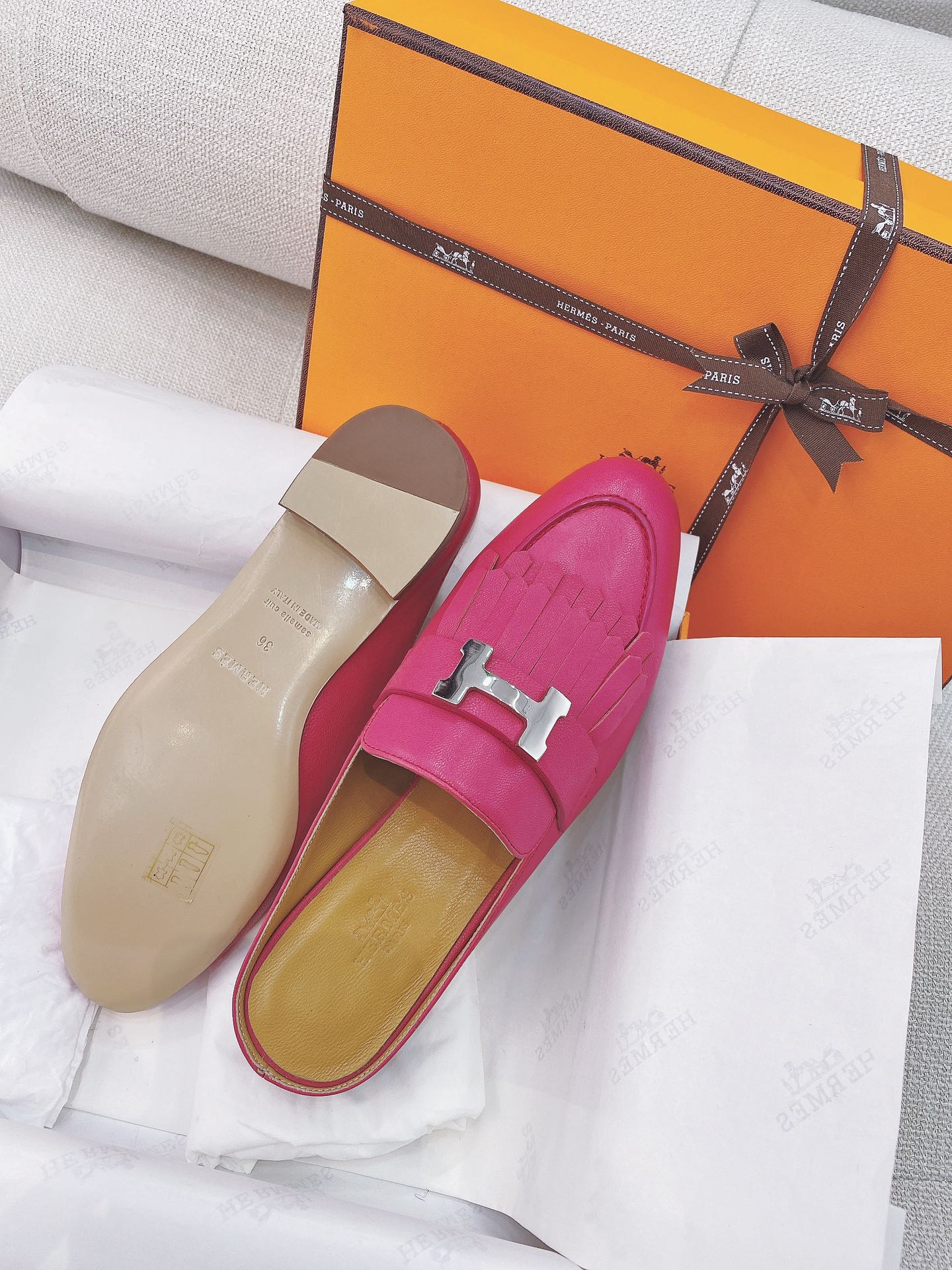 HM Rivoli Mule Pink Goat Leather 348016