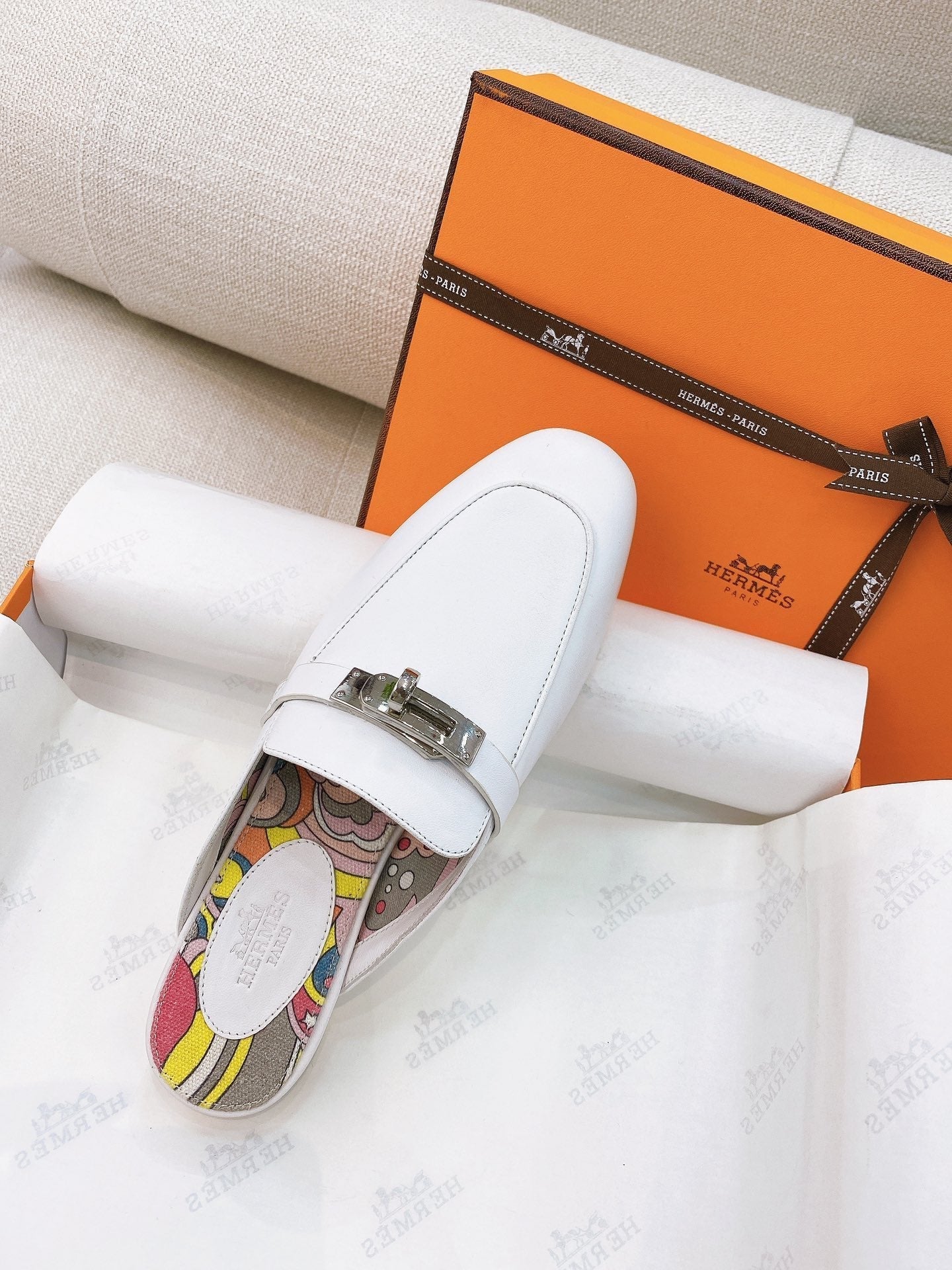 HM Oz Mule White Cowhide 348089