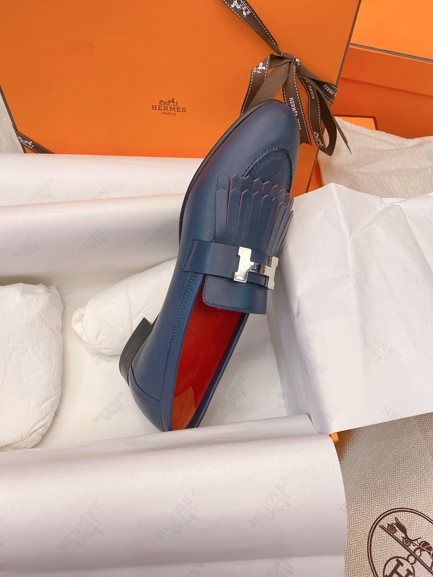 HM Mocassins Royal   Loafers Navy Blue Goat Leather 348020