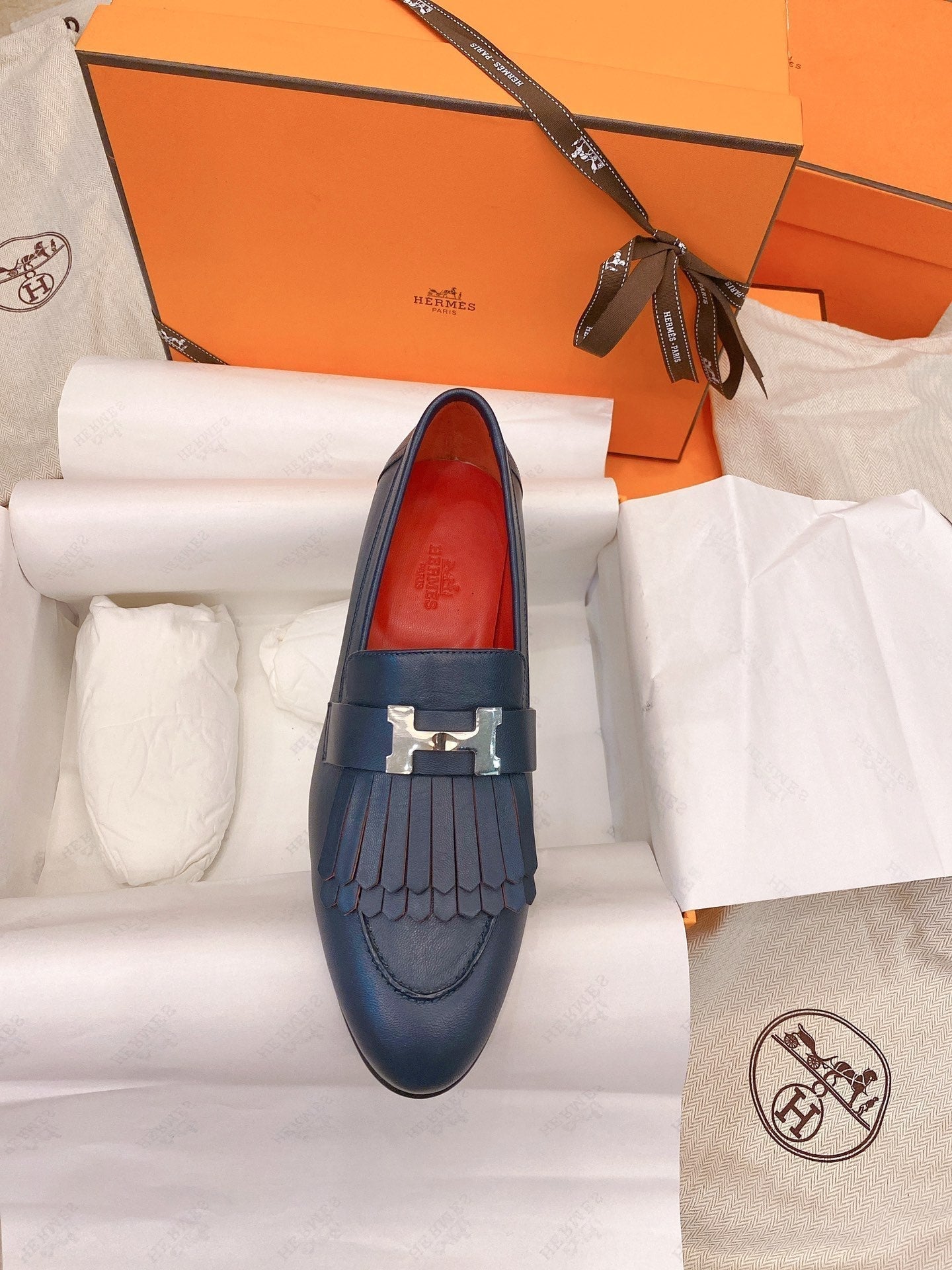 HM Mocassins Royal   Loafers Navy Blue Goat Leather 348020