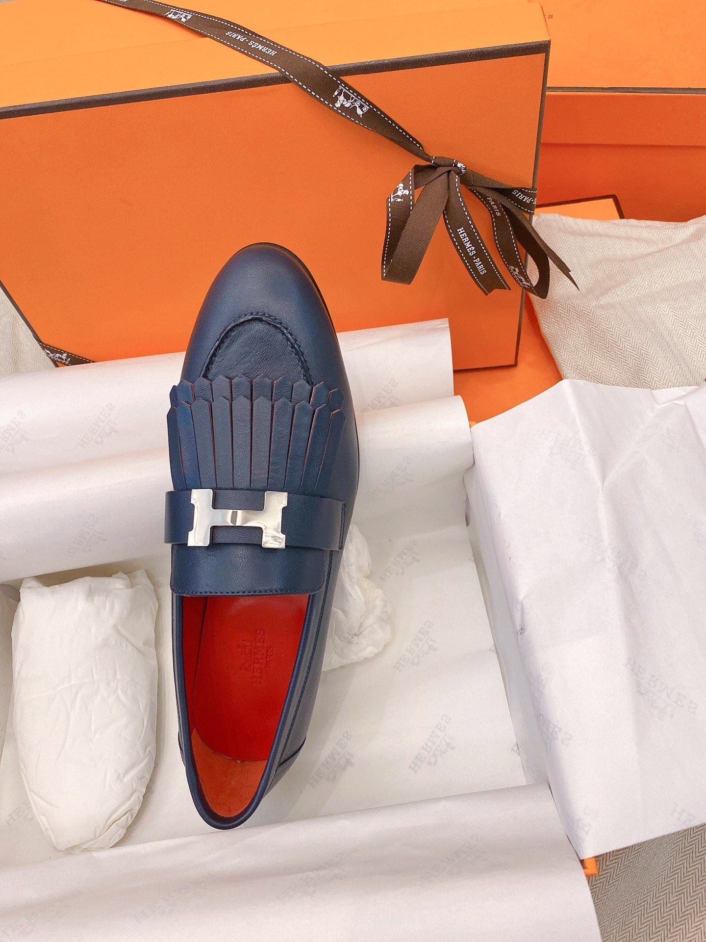 HM Mocassins Royal   Loafers Navy Blue Goat Leather 348020