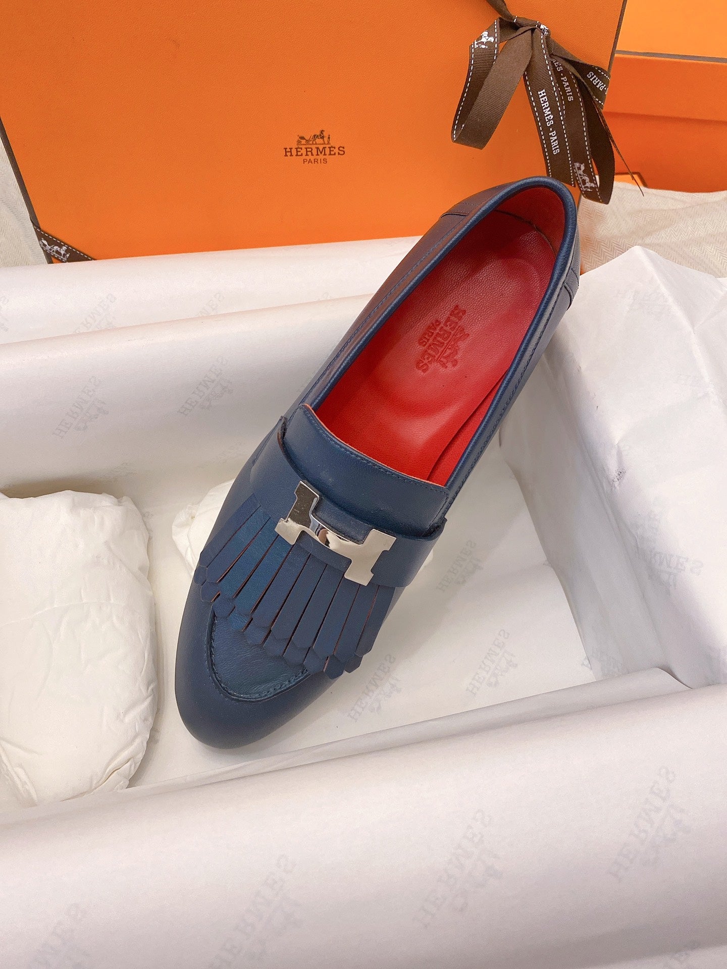 HM Mocassins Royal   Loafers Navy Blue Goat Leather 348020