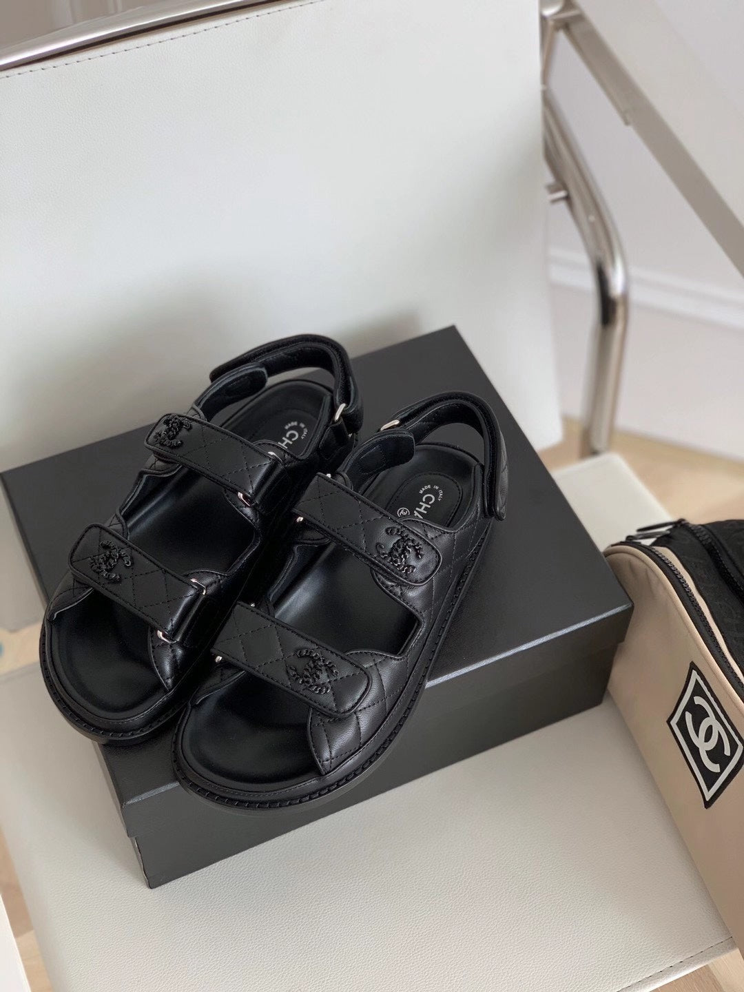 CC Dad Sandal All Black Calfskin