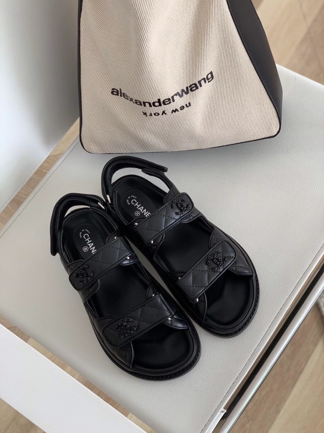 CC Dad Sandal All Black Calfskin
