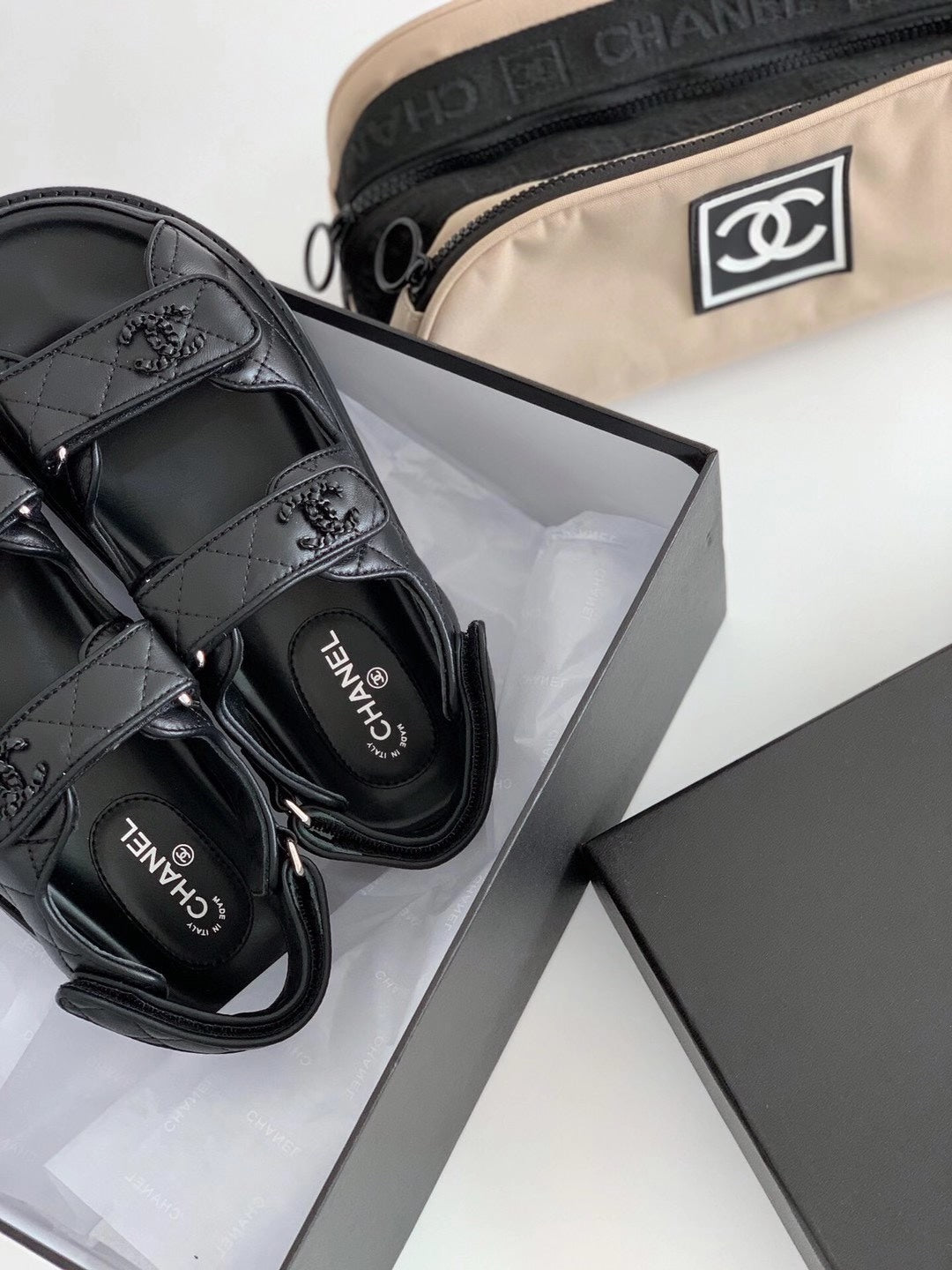 CC Dad Sandal All Black Calfskin
