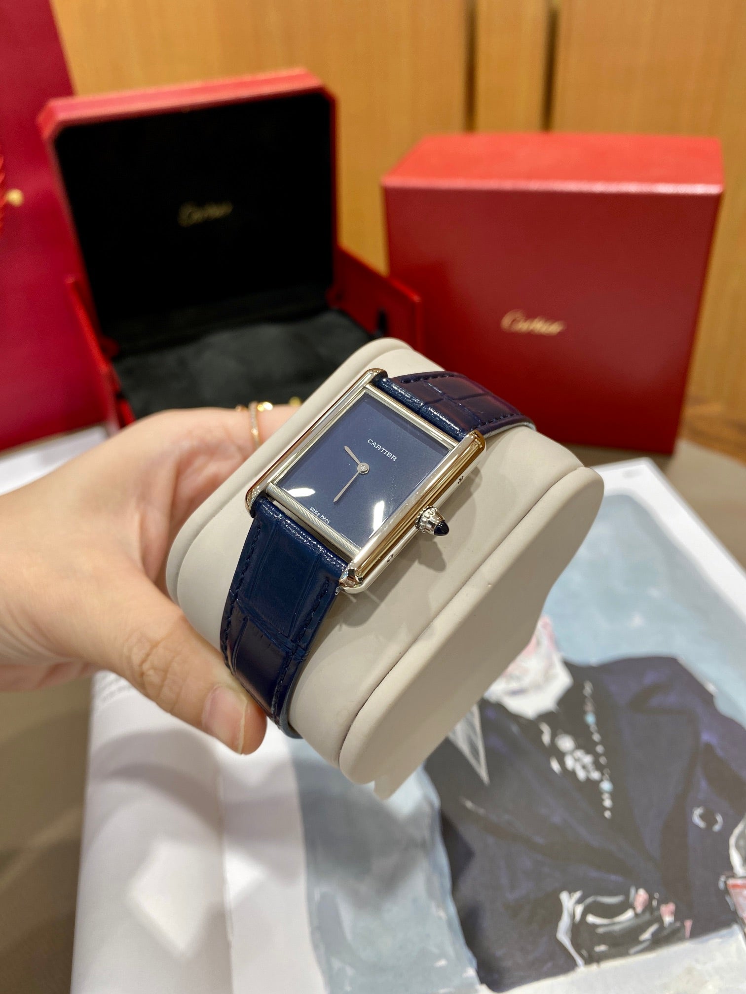 Cartier Tank 25.5mm Quartz Blue Dial