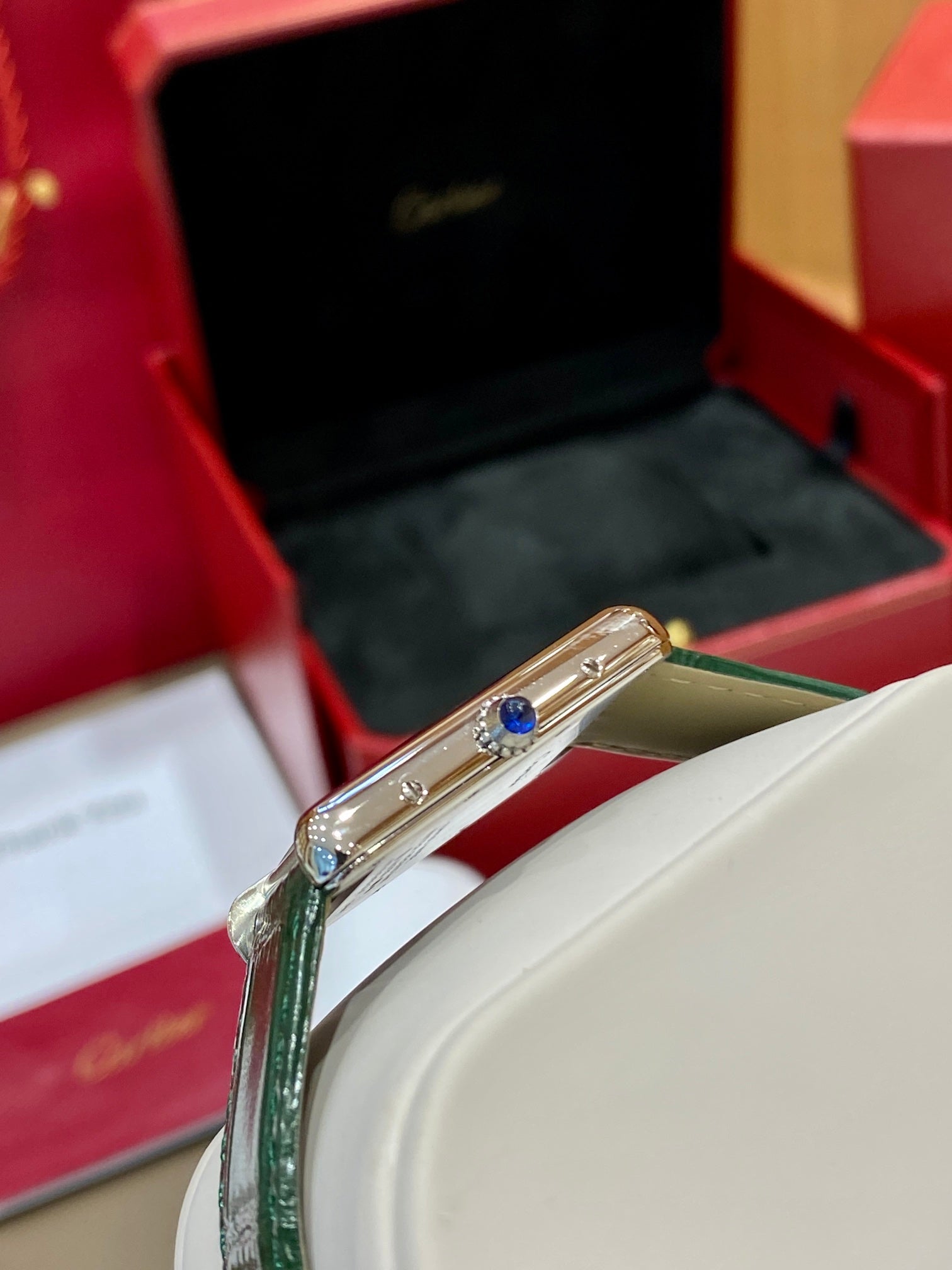 Cartier Tank 25.5mm Quartz Silver Green Dial