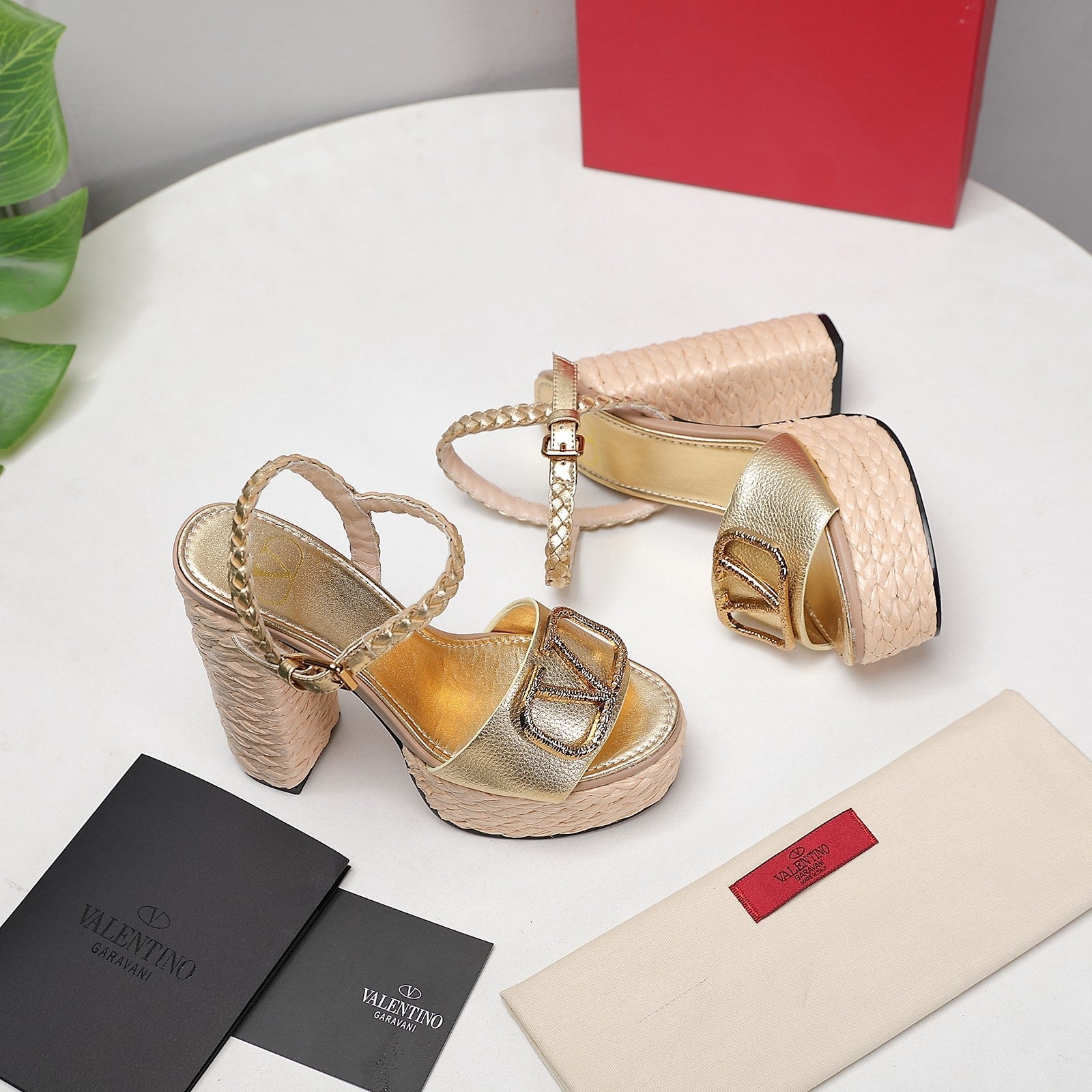 VT 25 Platform Sandals Gold Cowhide Espadrilles