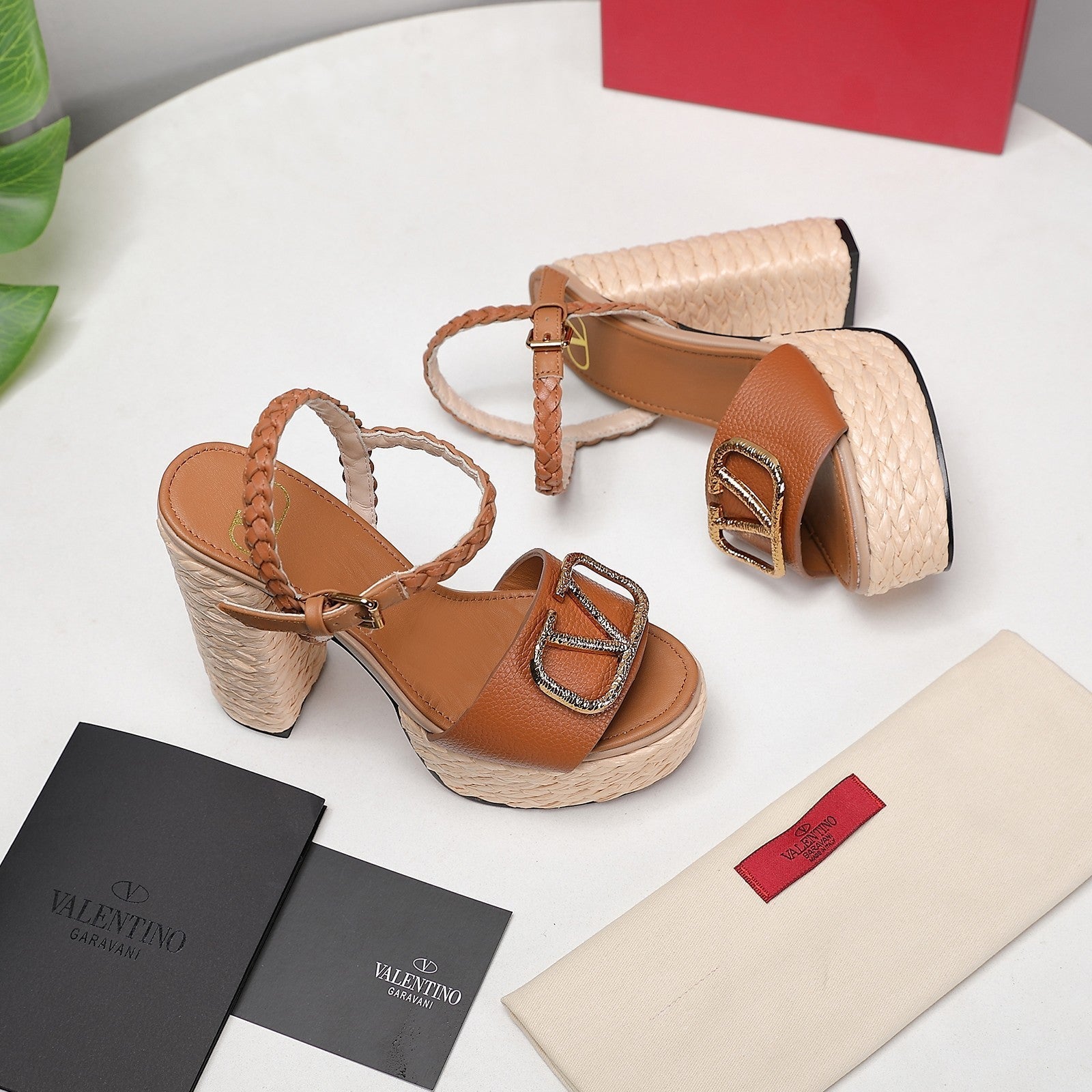 VT 25 Platform Sandals Brown Cowhide Espadrilles