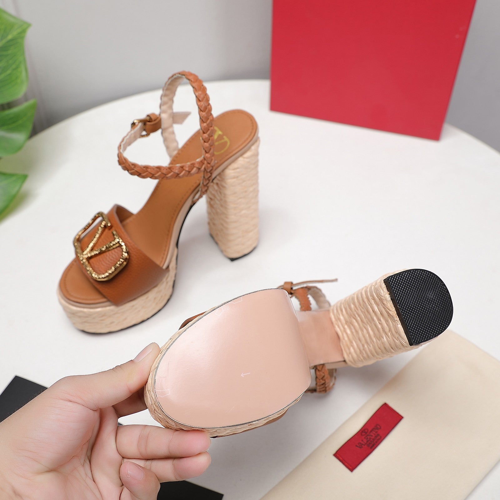 VT 25 Platform Sandals Brown Cowhide Espadrilles