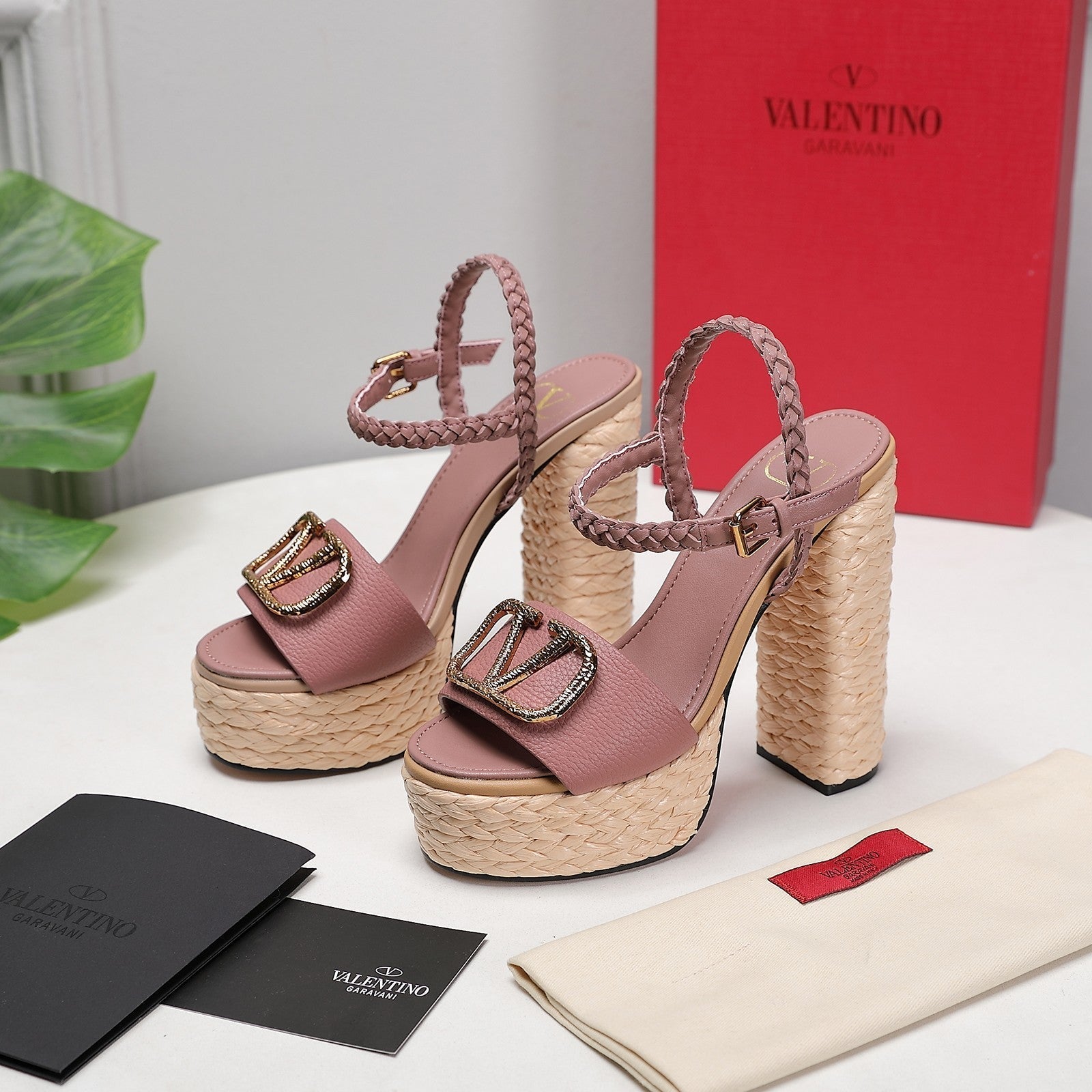 VT 25 Platform Sandals Pink Cowhide Espadrilles