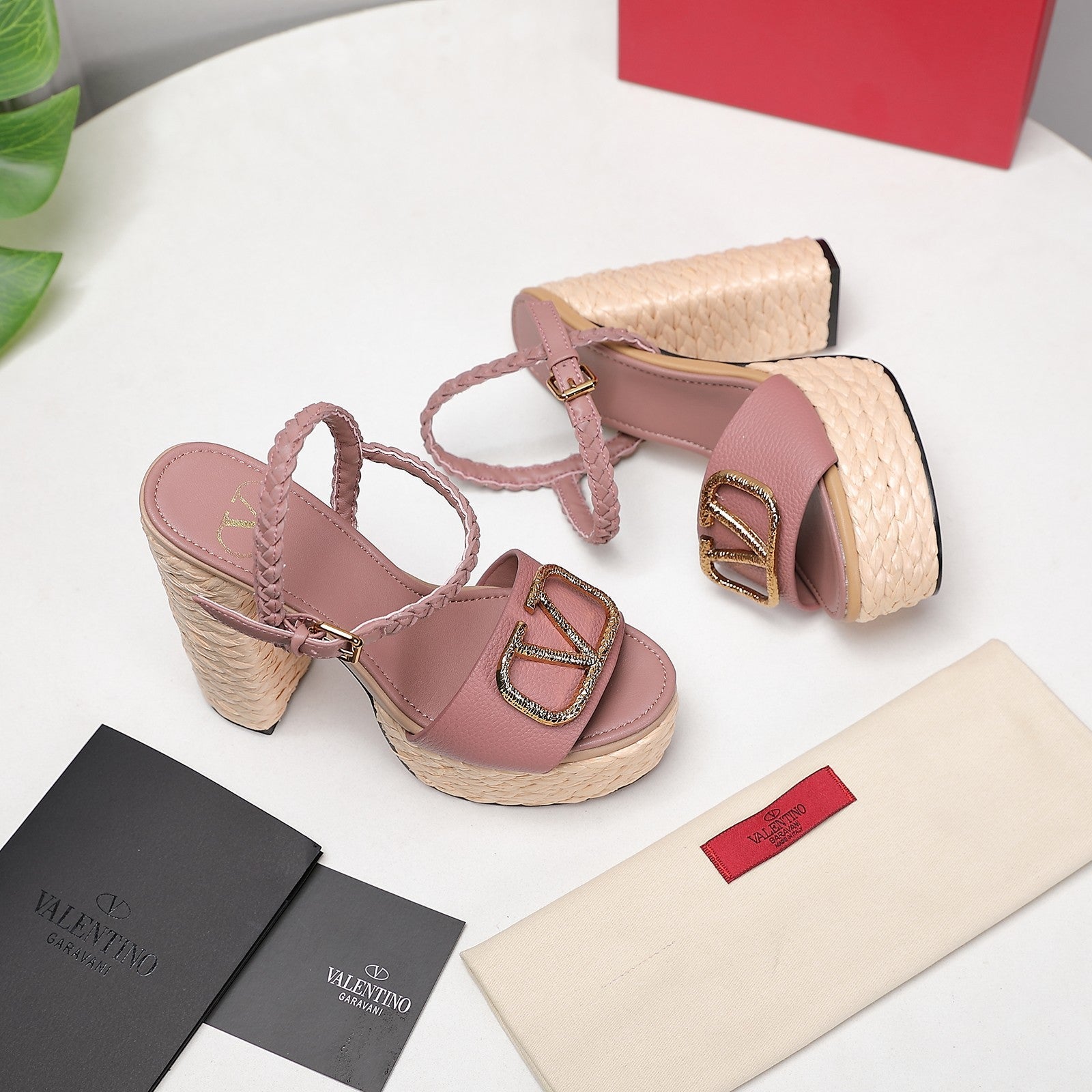 VT 25 Platform Sandals Pink Cowhide Espadrilles