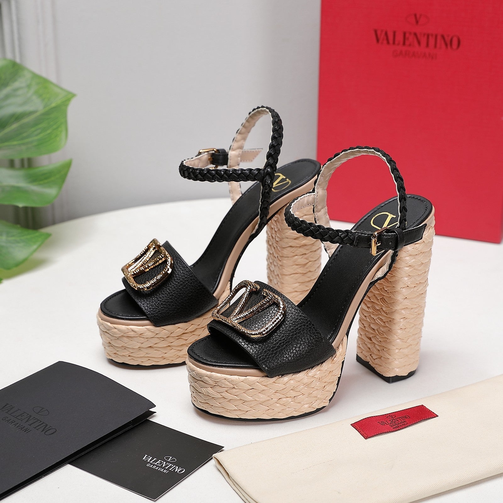 VT 25 Platform Sandals Black Cowhide Espadrilles 363020