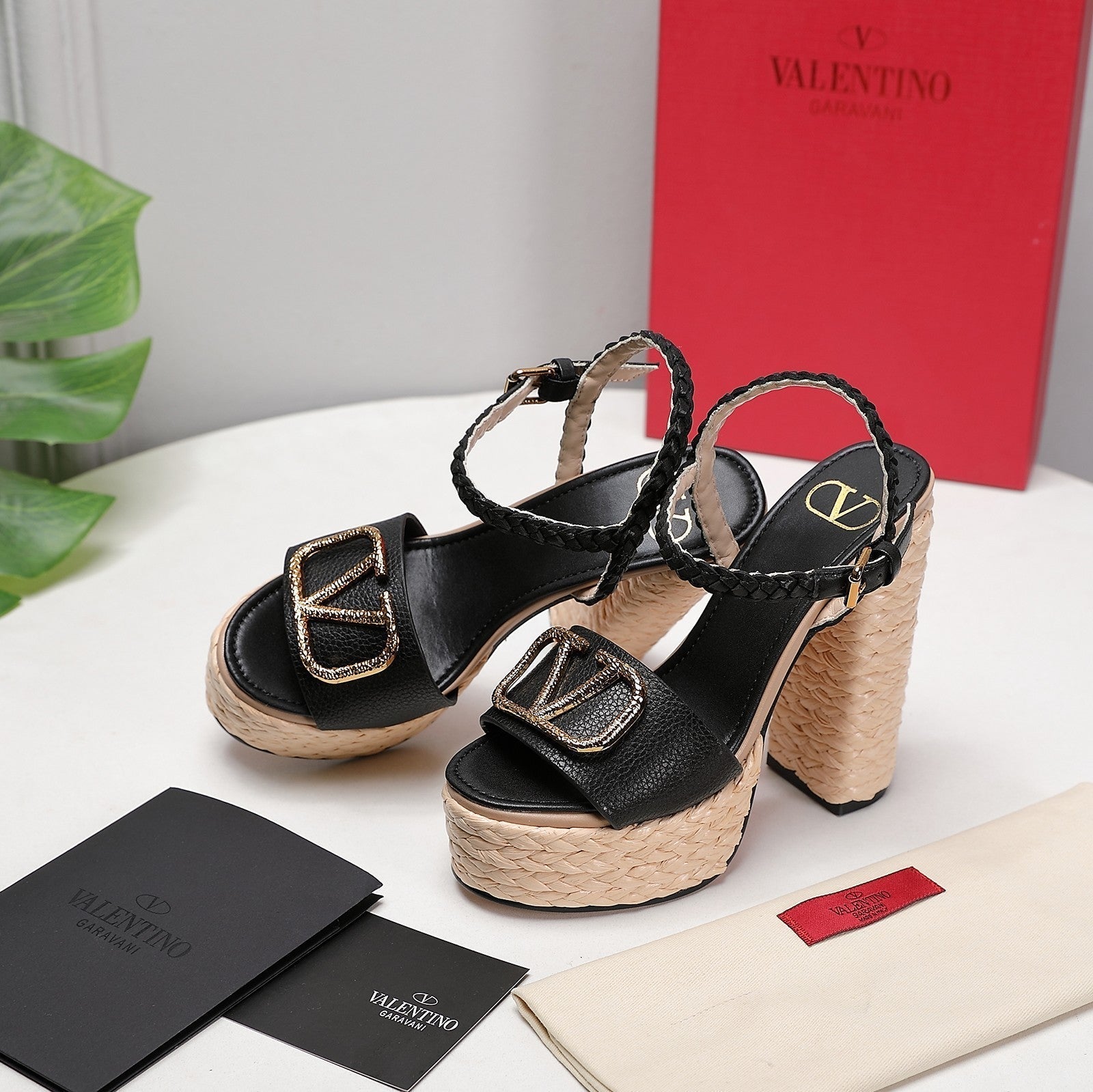 VT 25 Platform Sandals Black Cowhide Espadrilles 363020