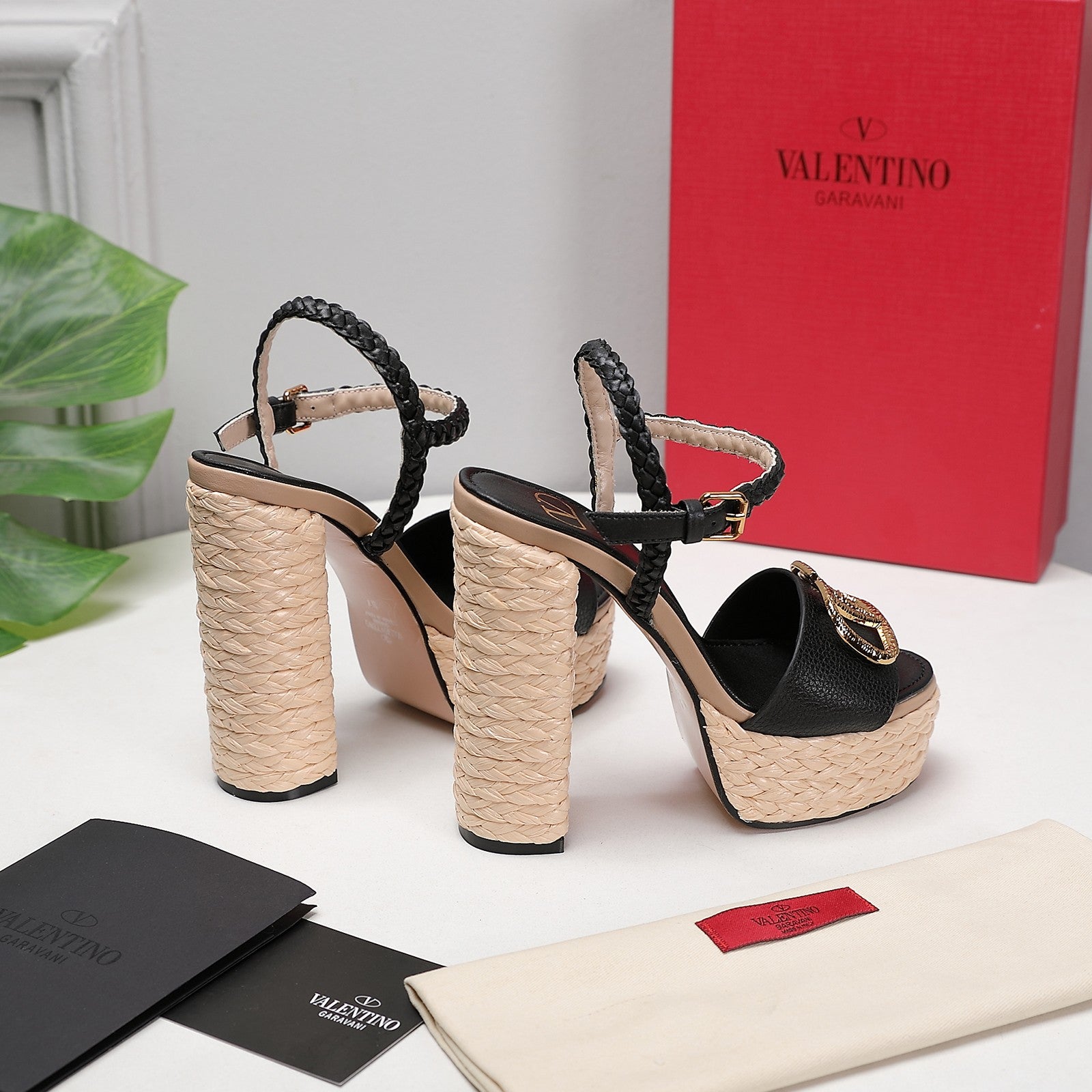 VT 25 Platform Sandals Black Cowhide Espadrilles 363020