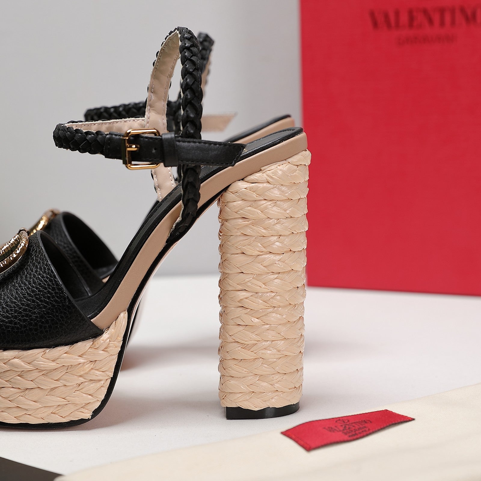 VT 25 Platform Sandals Black Cowhide Espadrilles 363020