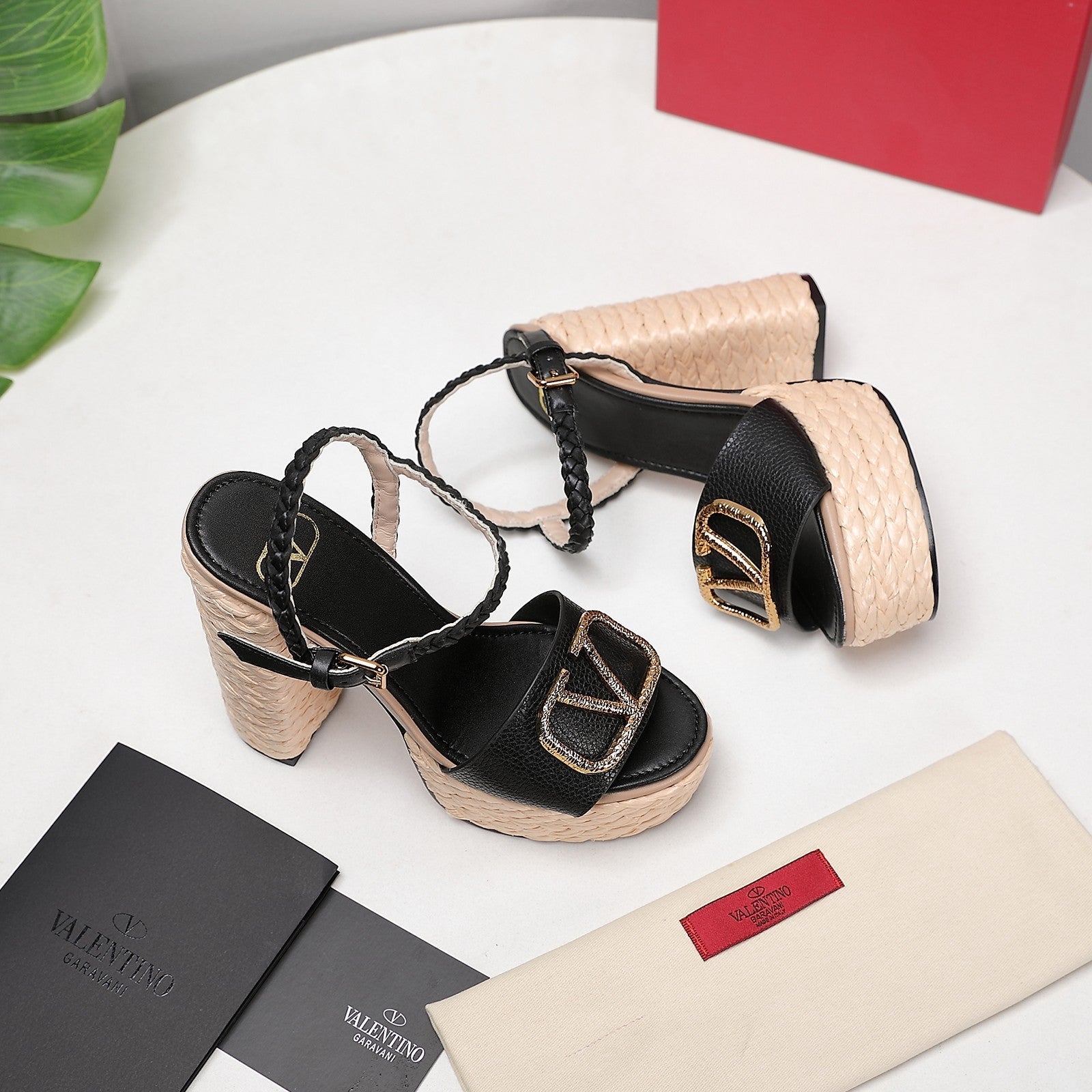 VT 25 Platform Sandals Black Cowhide Espadrilles 363020