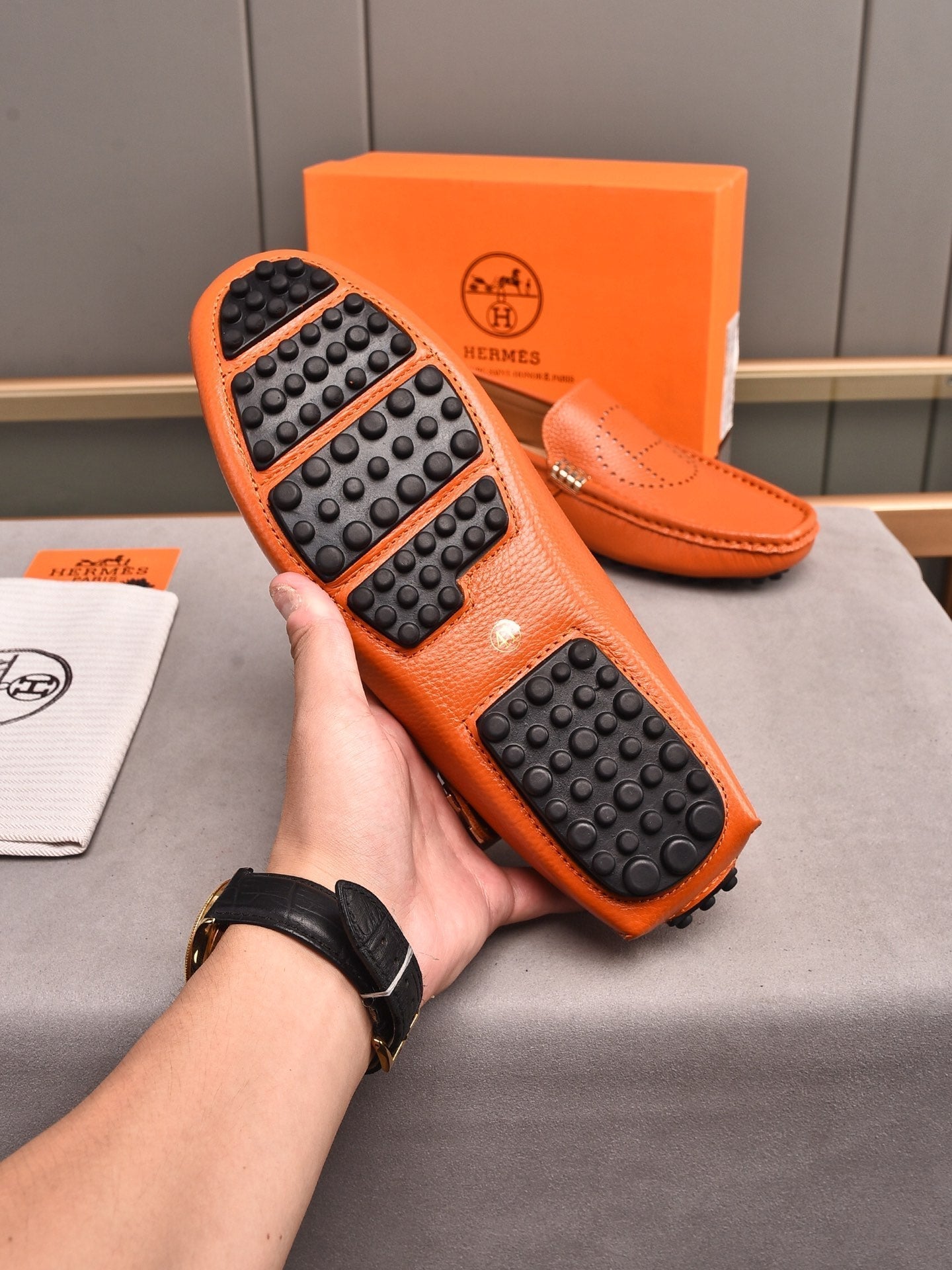 HM Men's Loafer Vibrant Orange Cowhide 509528