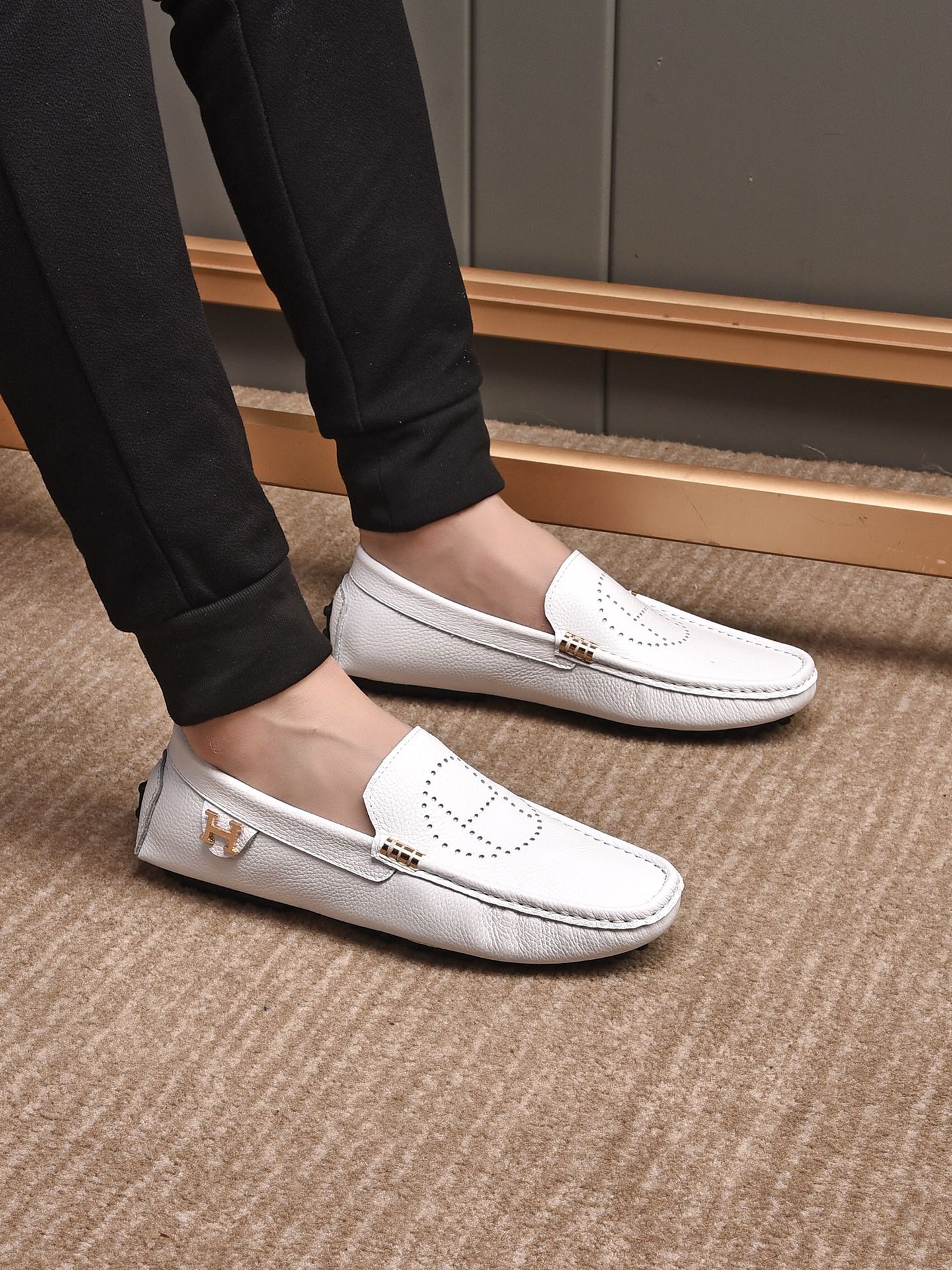 HM Men's Loafer White Cowhide 509529