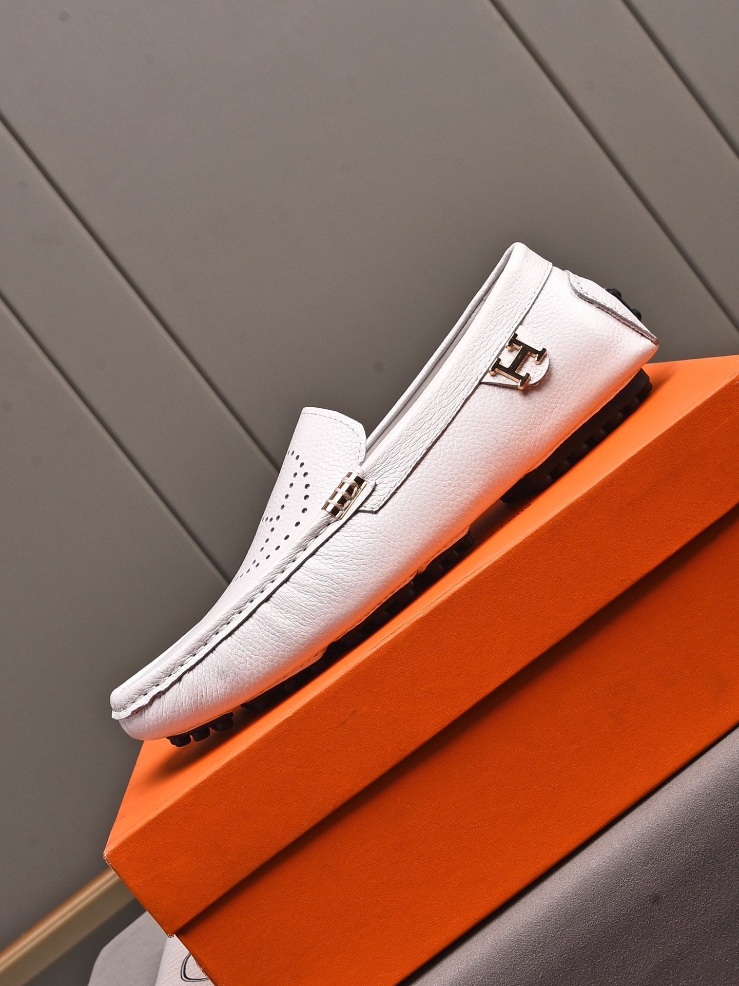 HM Men's Loafer White Cowhide 509529