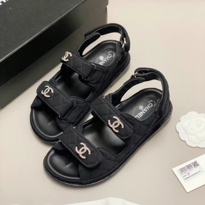 CC 25S Dad Sandal Black Denim Calfskin