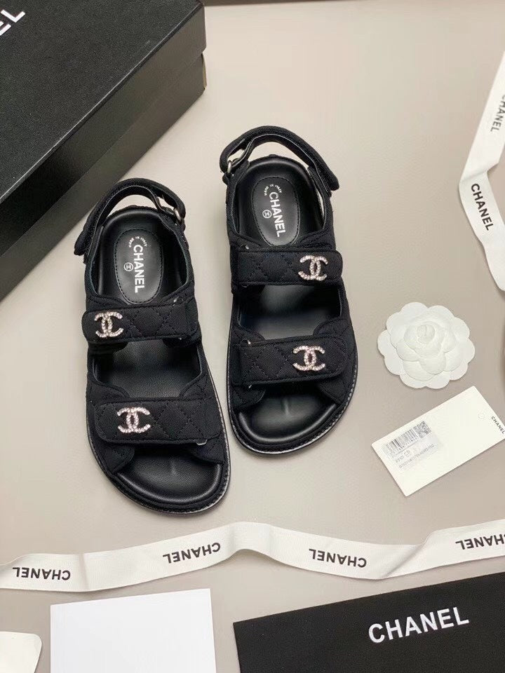 CC 25S Dad Sandal Black Denim Calfskin