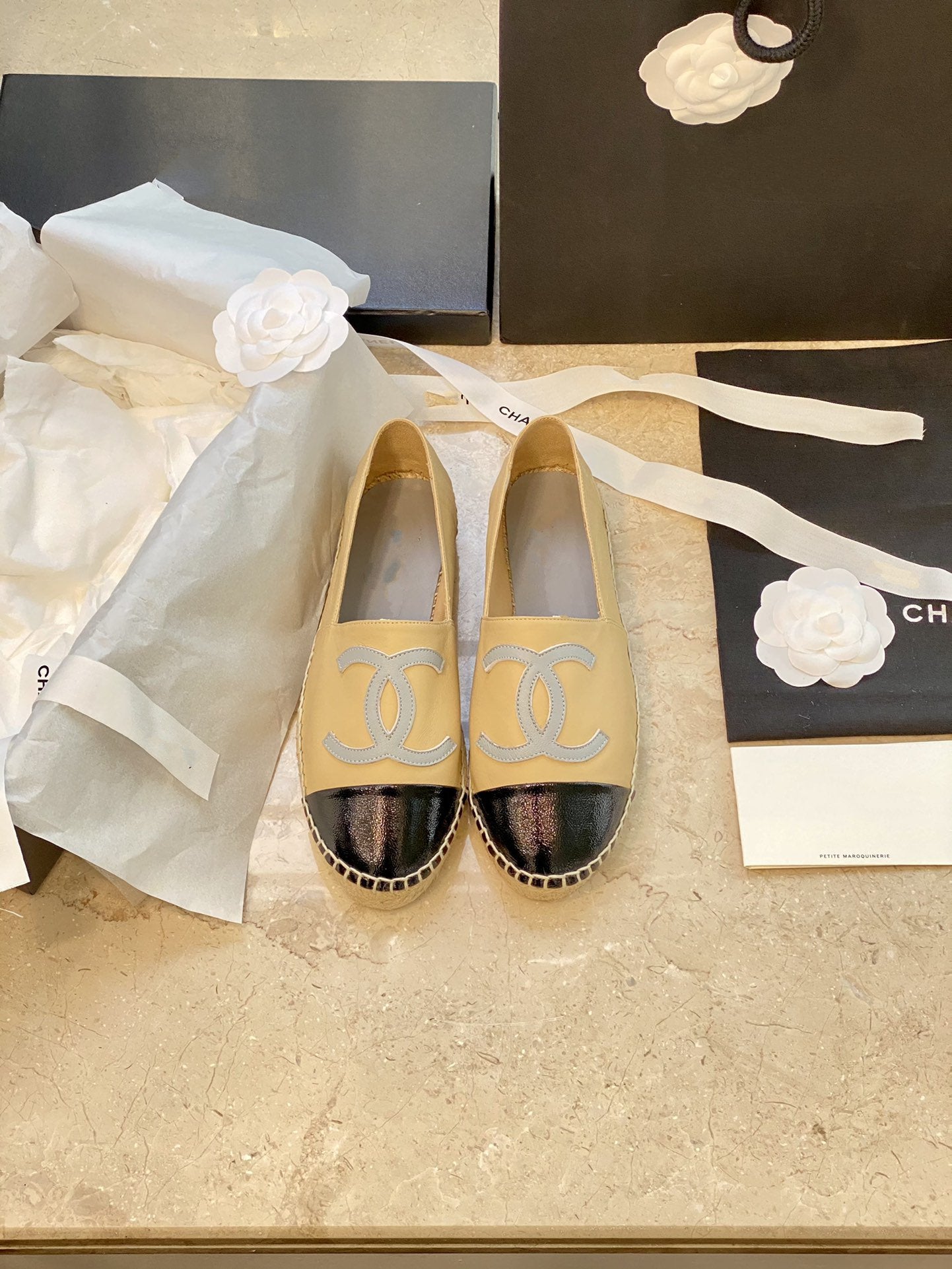 espadrilles beige balck lambskin
