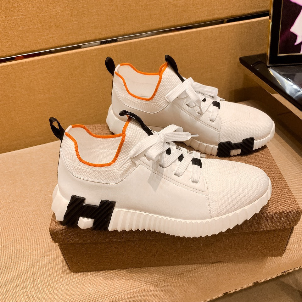 HM Men's Depart Slip-on Sneaker White Knit Cowhide 263690