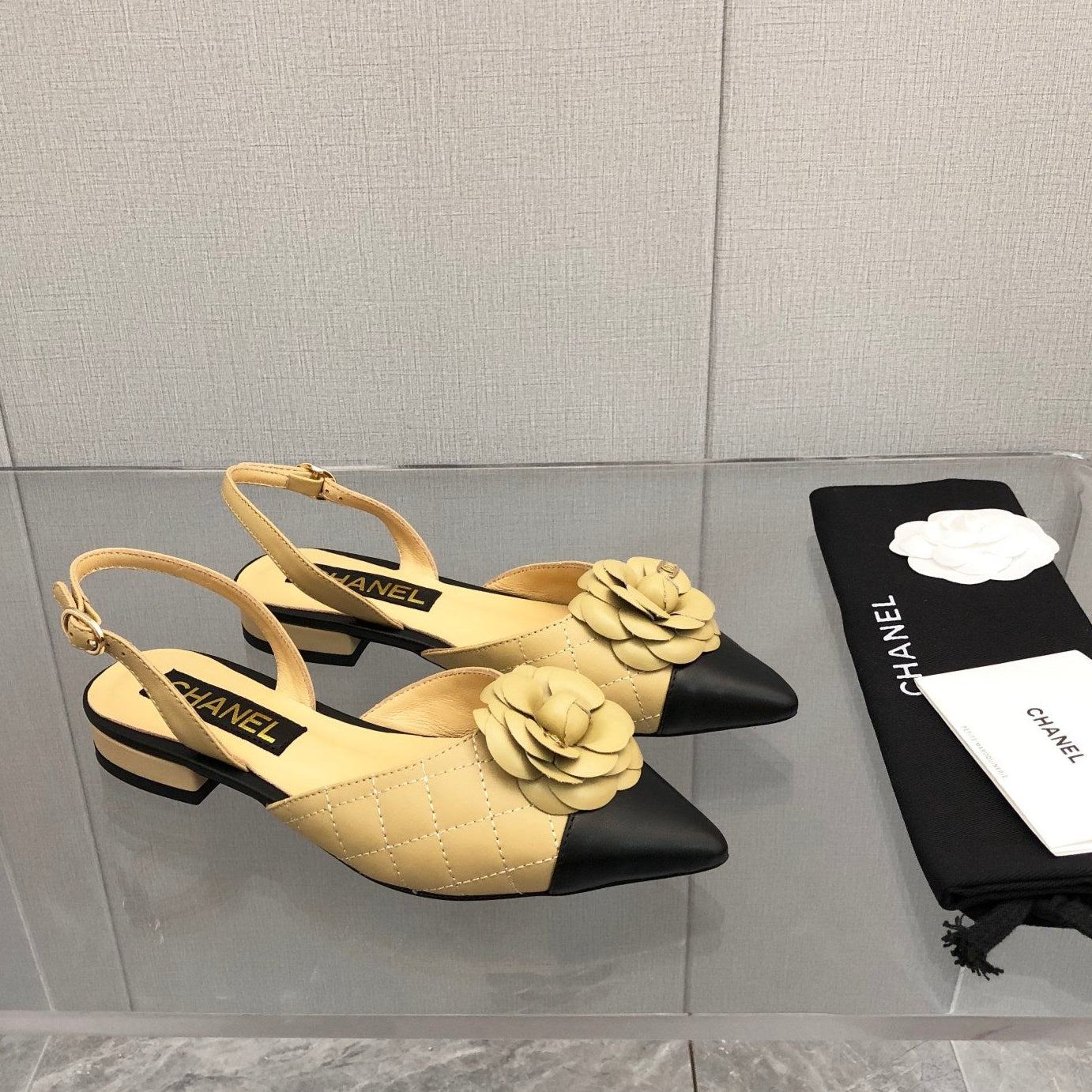 CC 25C 2CM Slingback Flats Buff Yellow Leather 213239