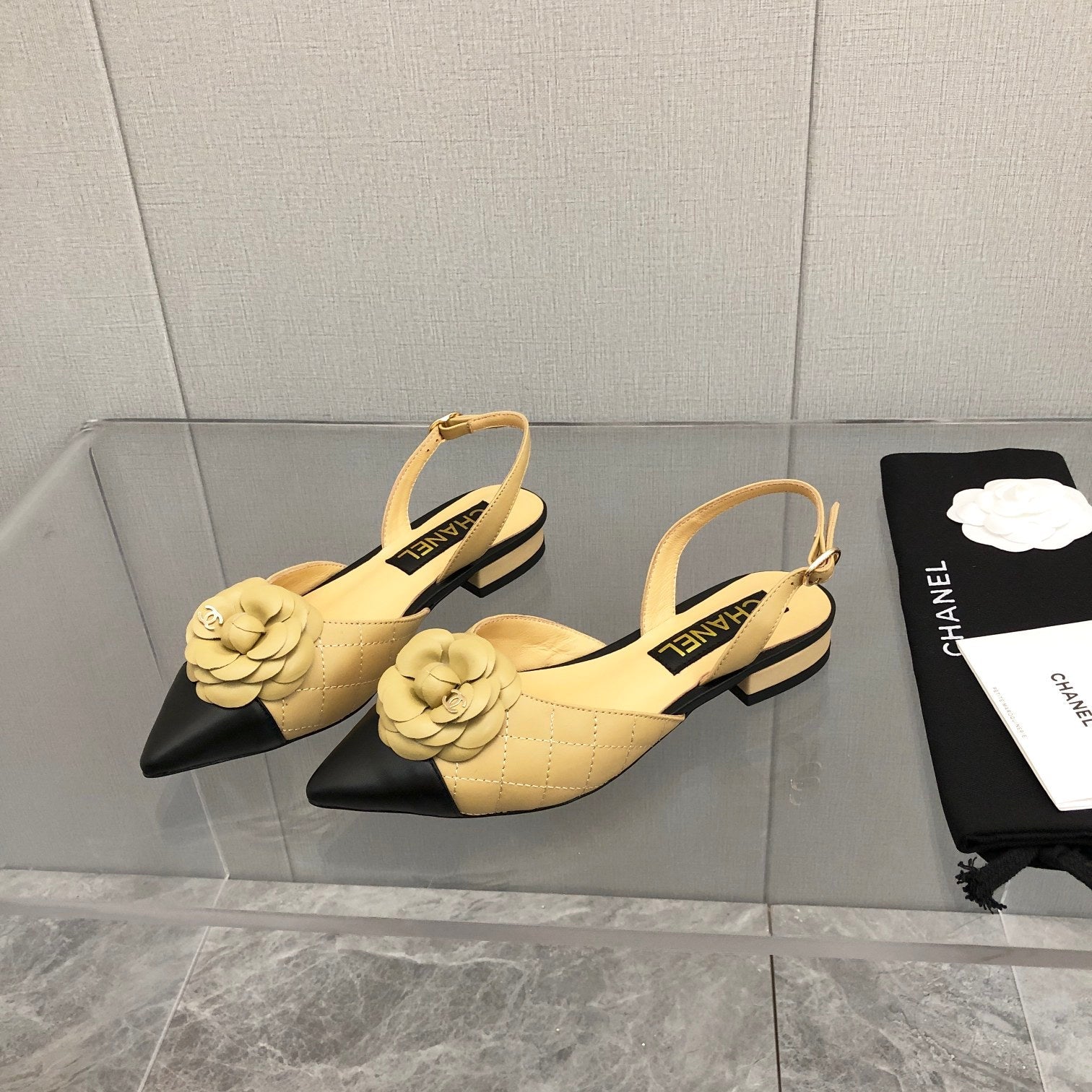 CC 25C 2CM Slingback Flats Buff Yellow Leather 213239