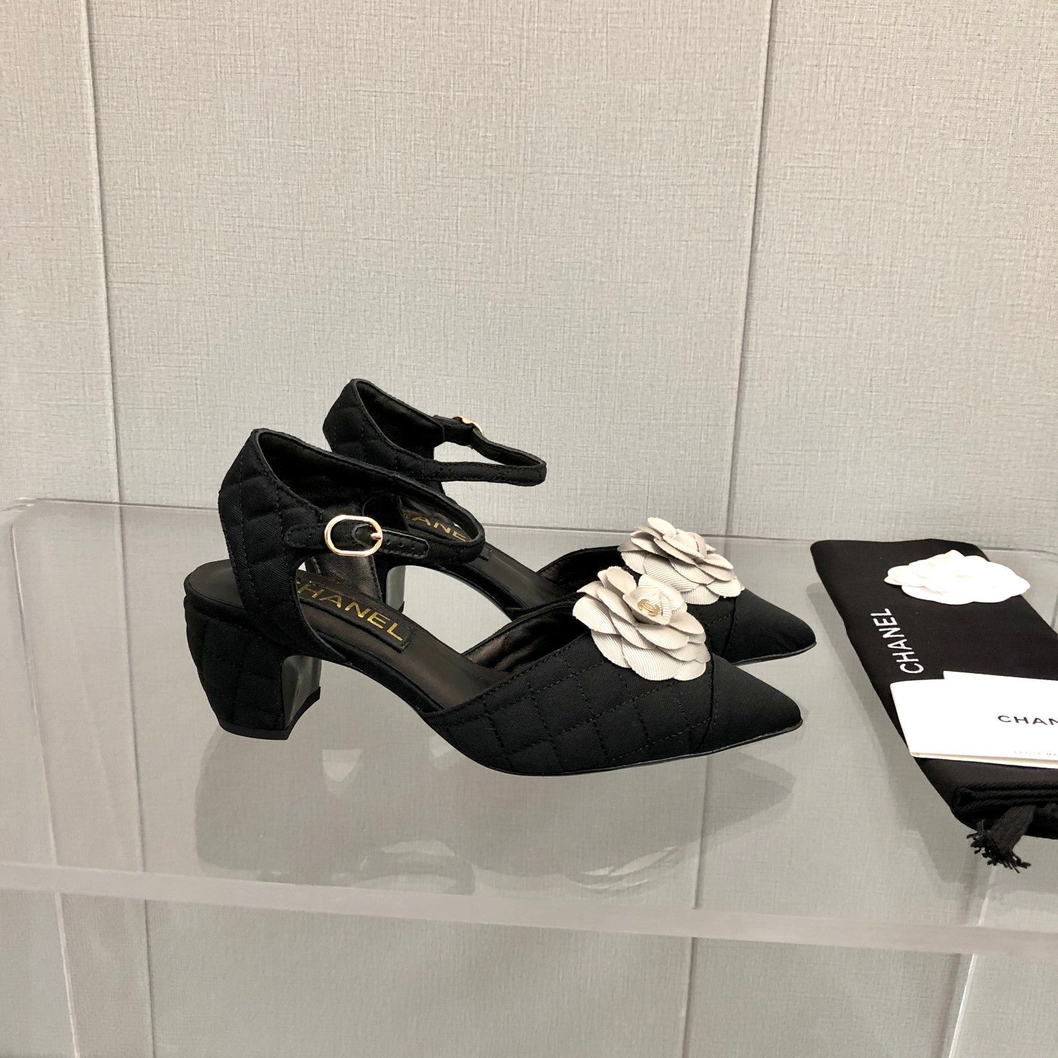 CC 25C 5CM Slingback Flats Black White Fabric 213240