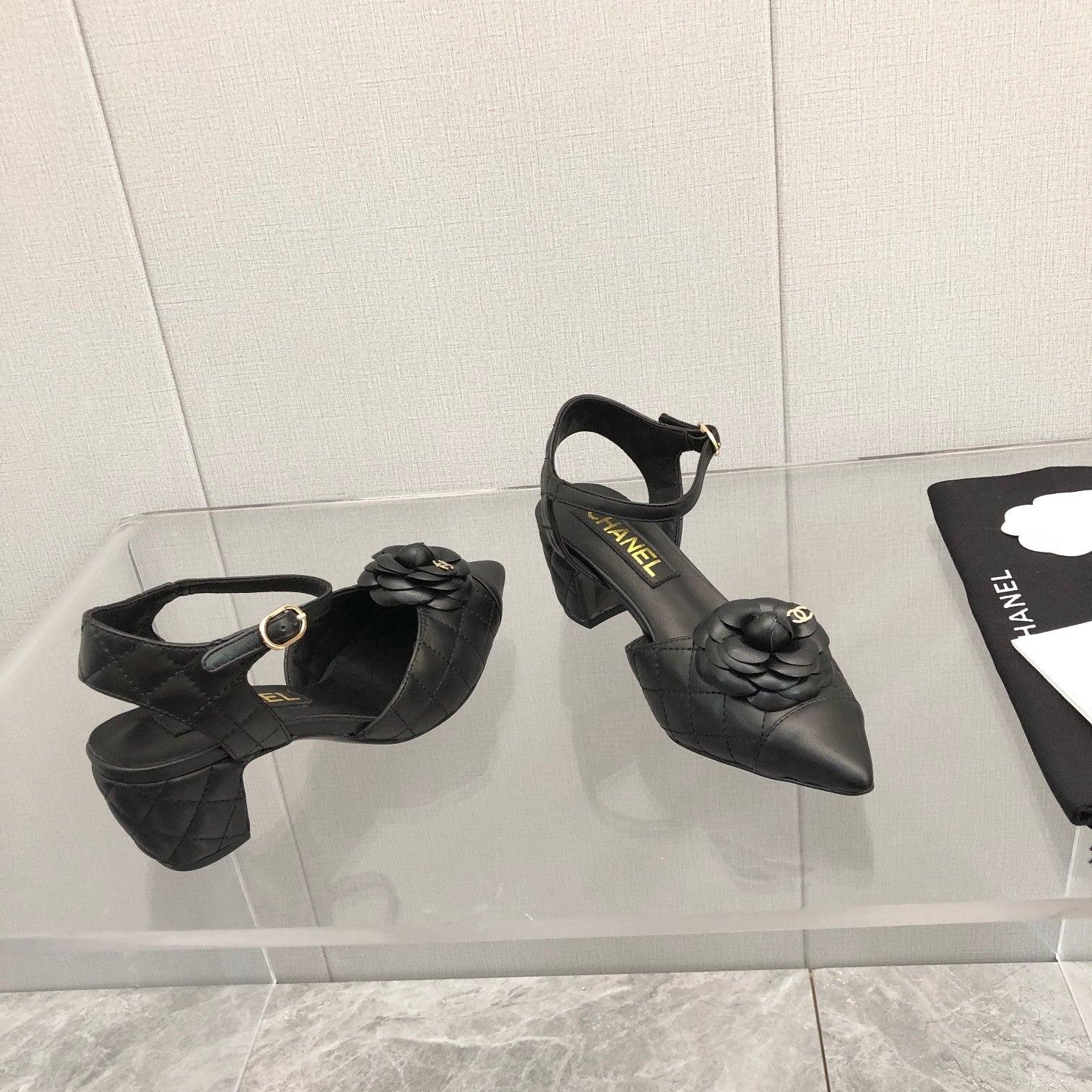 CC 25C 5CM Slingback Flats Black Leather 213242