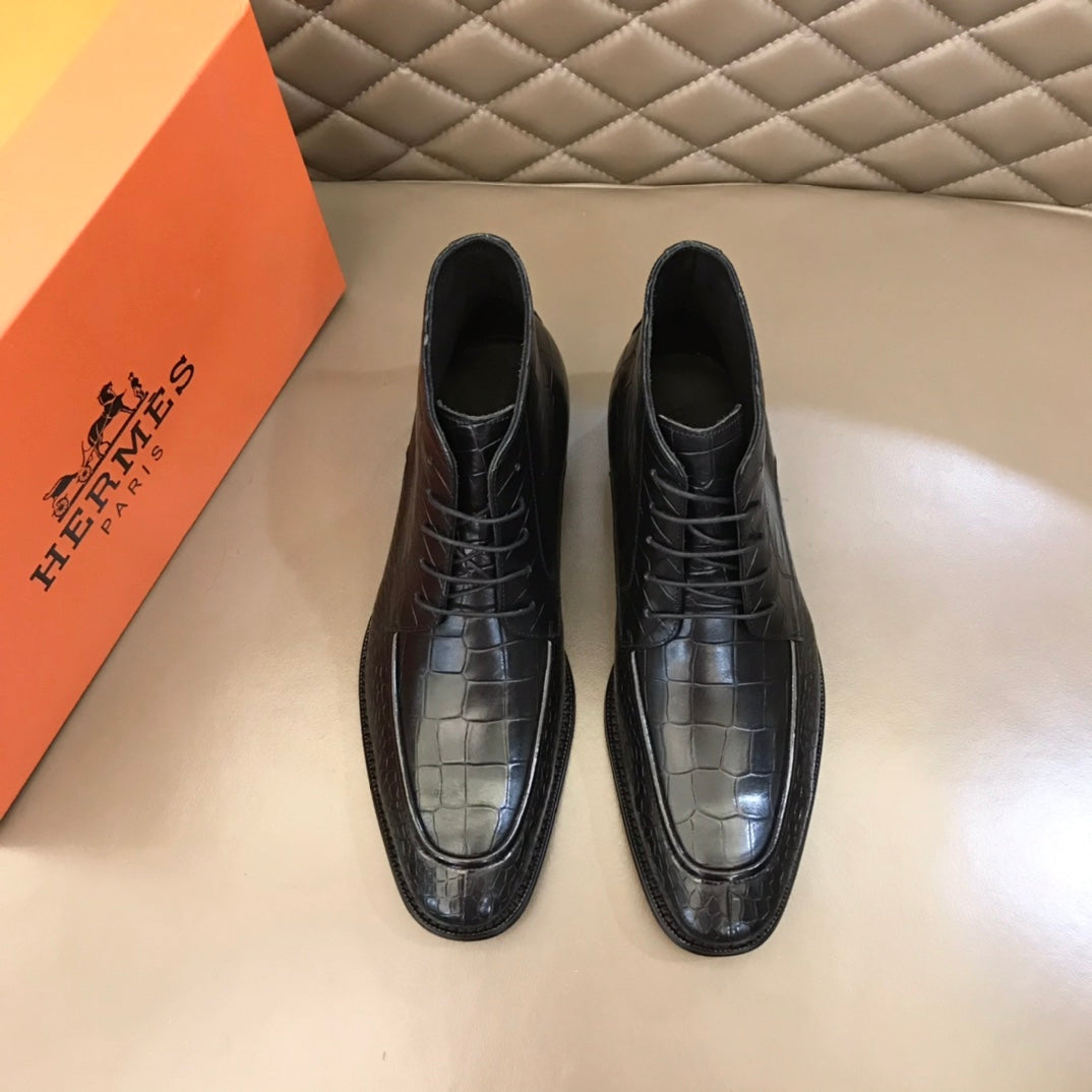 HM Men's Lace-up Dress Boot Black Cowhide