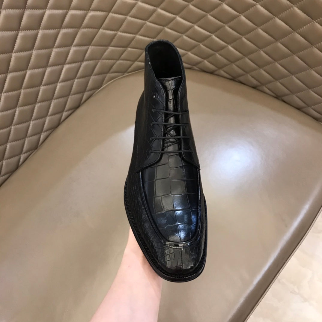 HM Men's Lace-up Dress Boot Black Cowhide