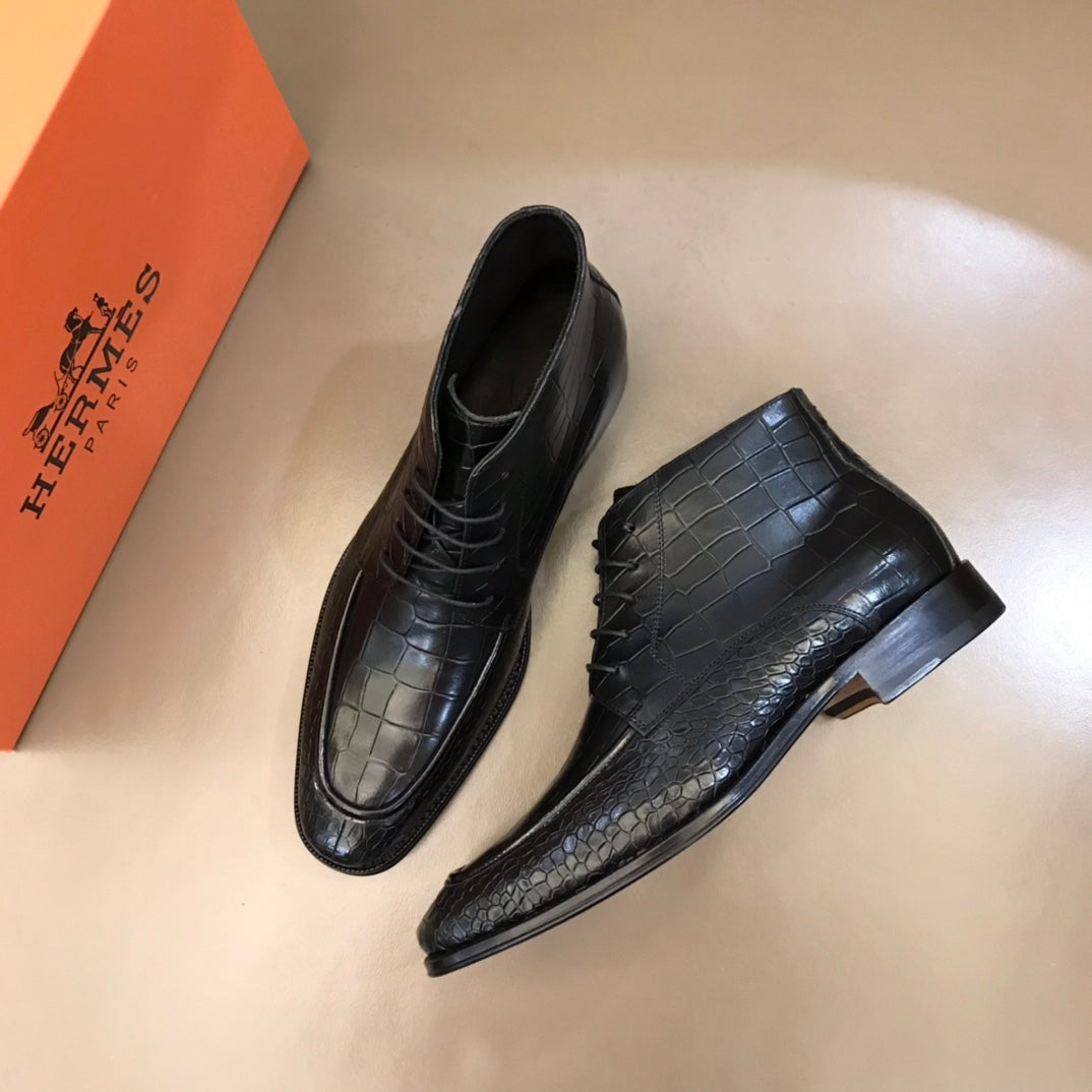 HM Men's Lace-up Dress Boot Black Cowhide