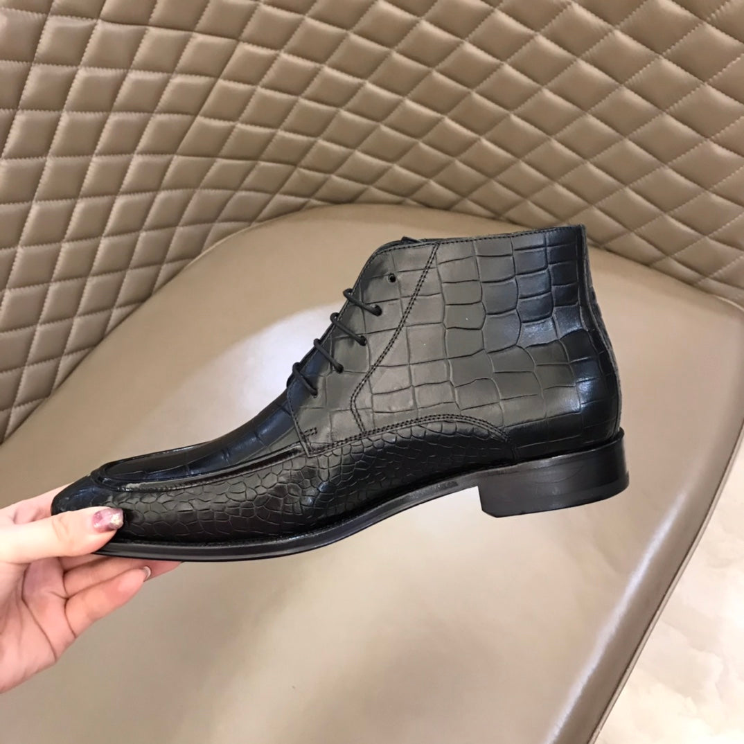 HM Men's Lace-up Dress Boot Black Cowhide