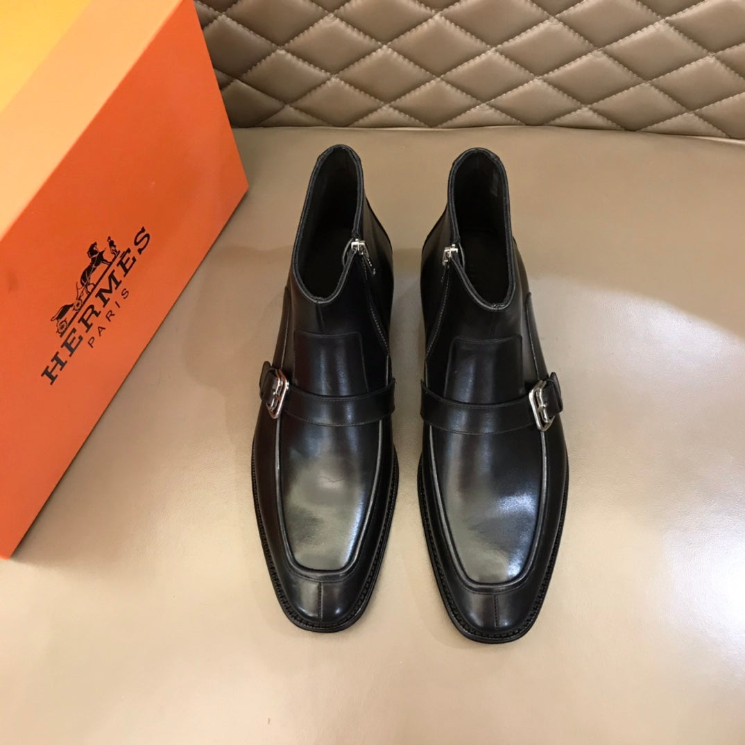 HM Men's Monk Boot Black Cowhide 527897