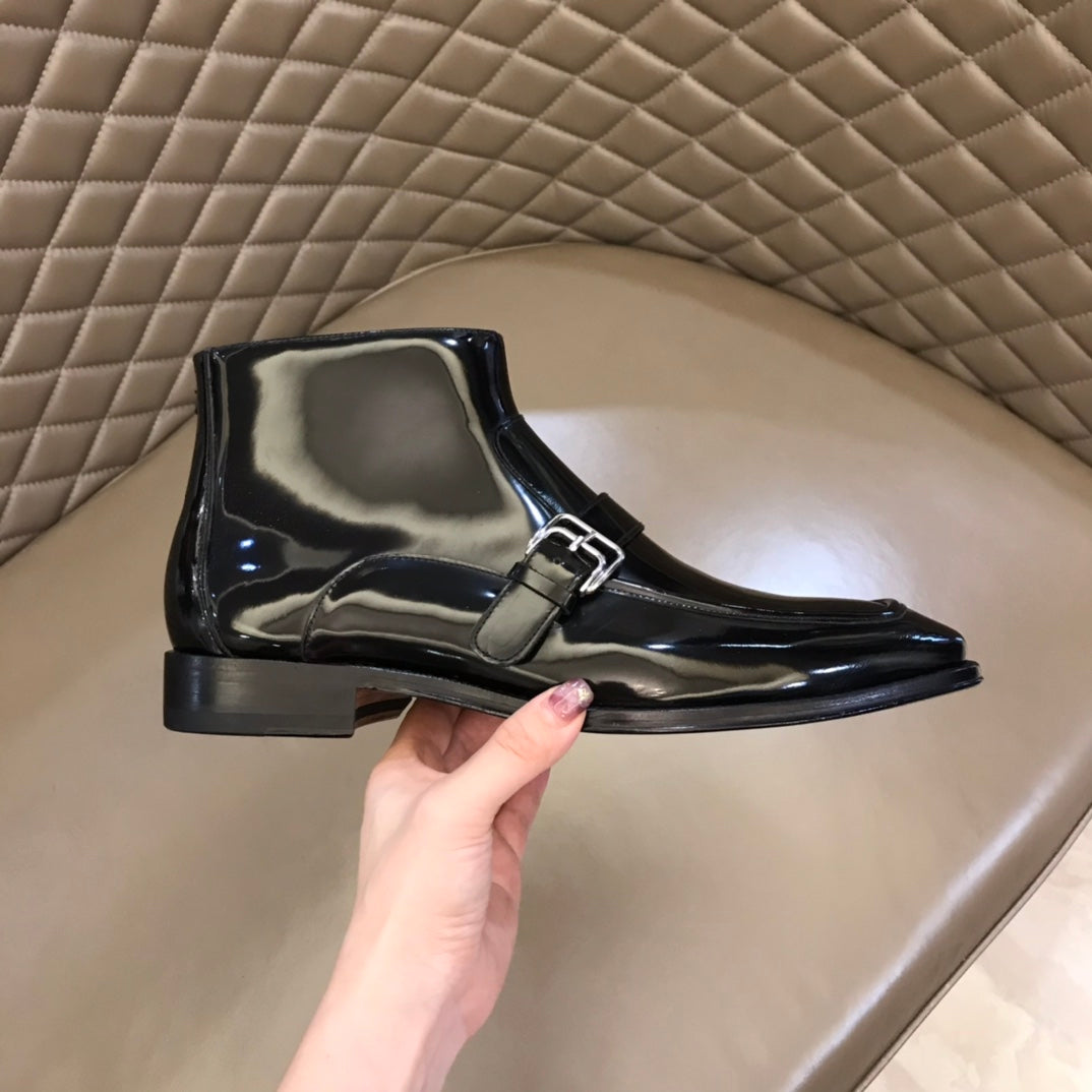 HM Men's Monk Boot Black Patent Leather 527898