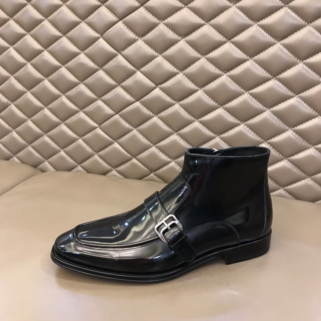 HM Men's Monk Boot Black Patent Leather 527898