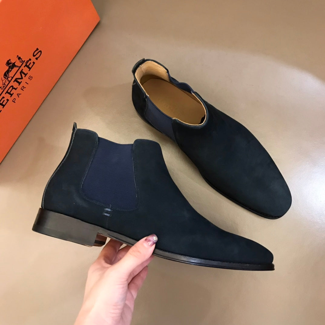 HM Men's Chelsea Boot Navy Blue Suede