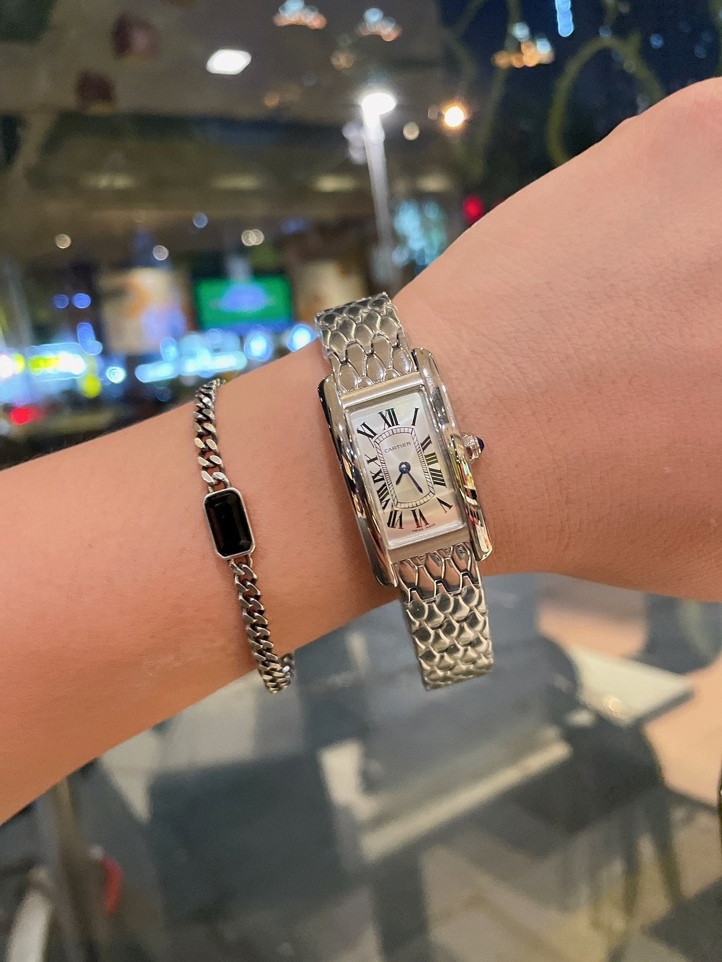 Cartier Tank American 19mm Silver Blue