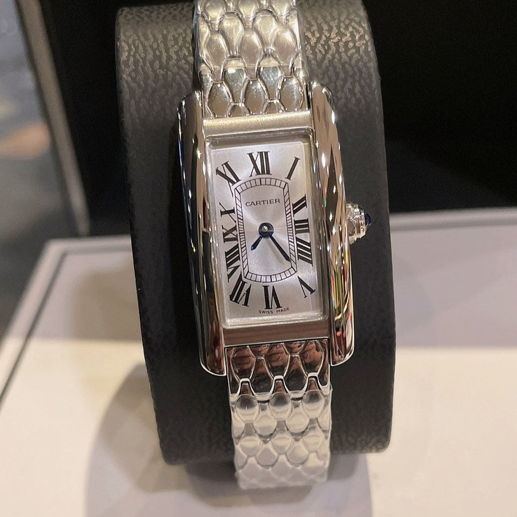Cartier Tank American 19mm Silver Blue