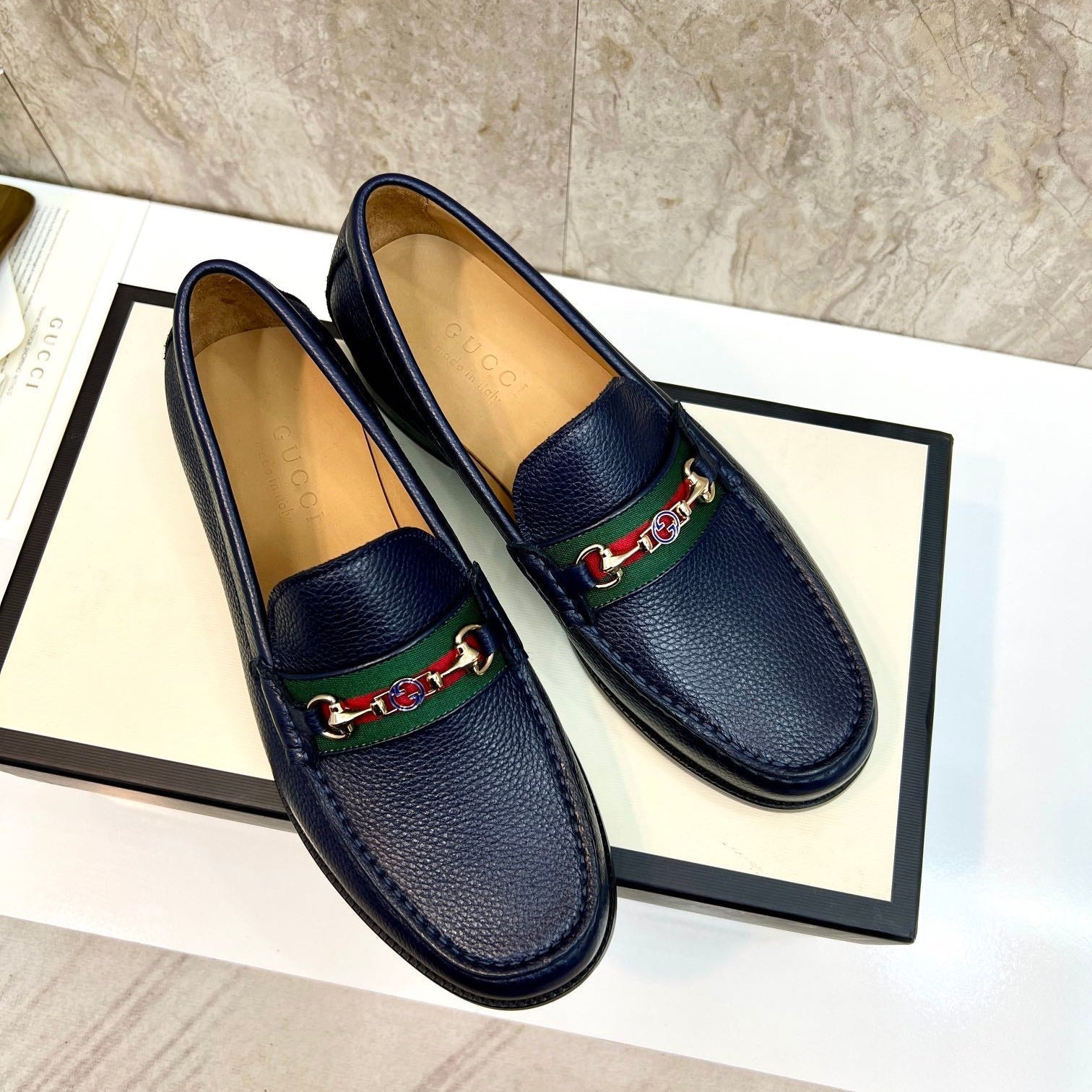 GG Men's Loafer Blue Water-Dyed Cowhide 522526