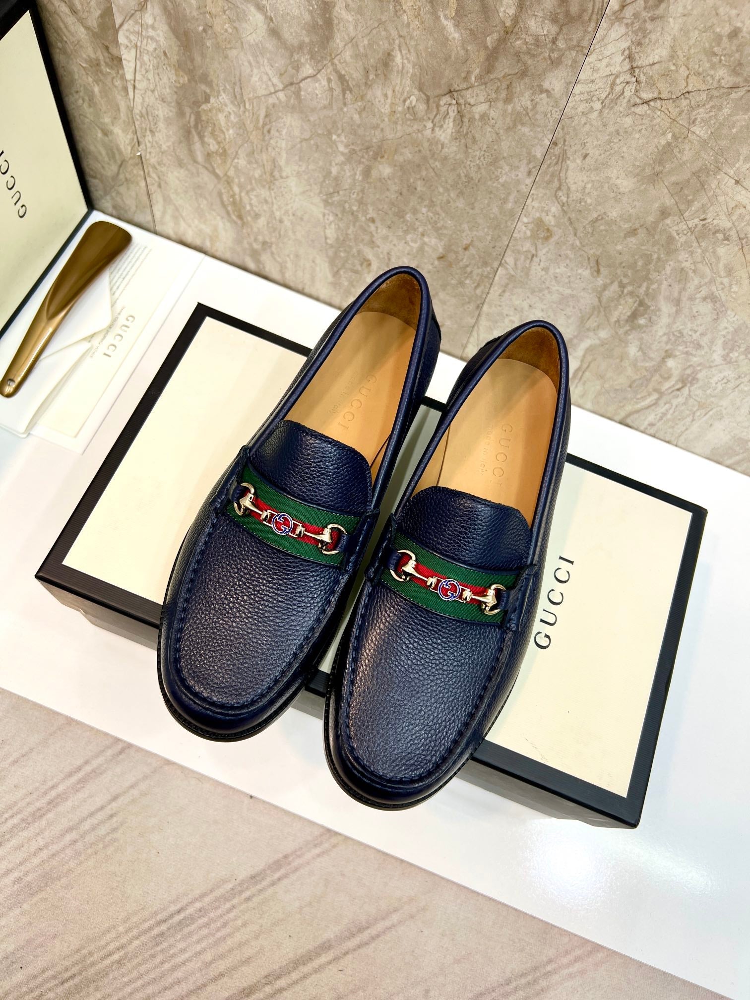 GG Men's Loafer Blue Water-Dyed Cowhide 522526