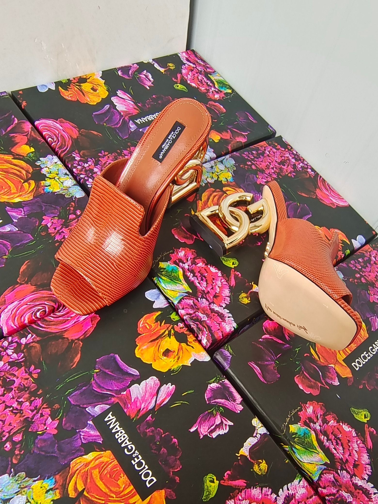 d&g iguana print brown calfskin 90 heel