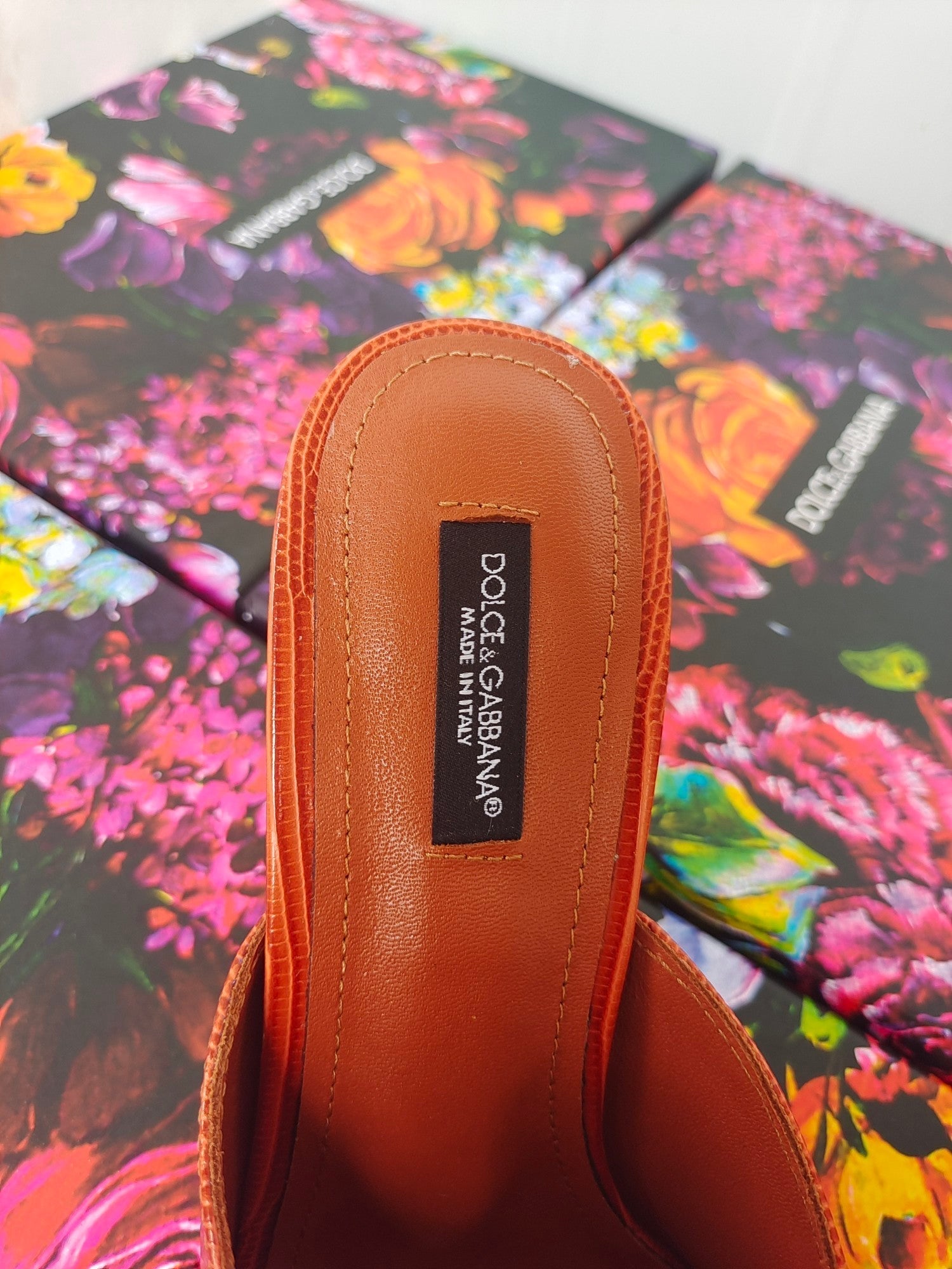 d&g iguana print brown calfskin 90 heel